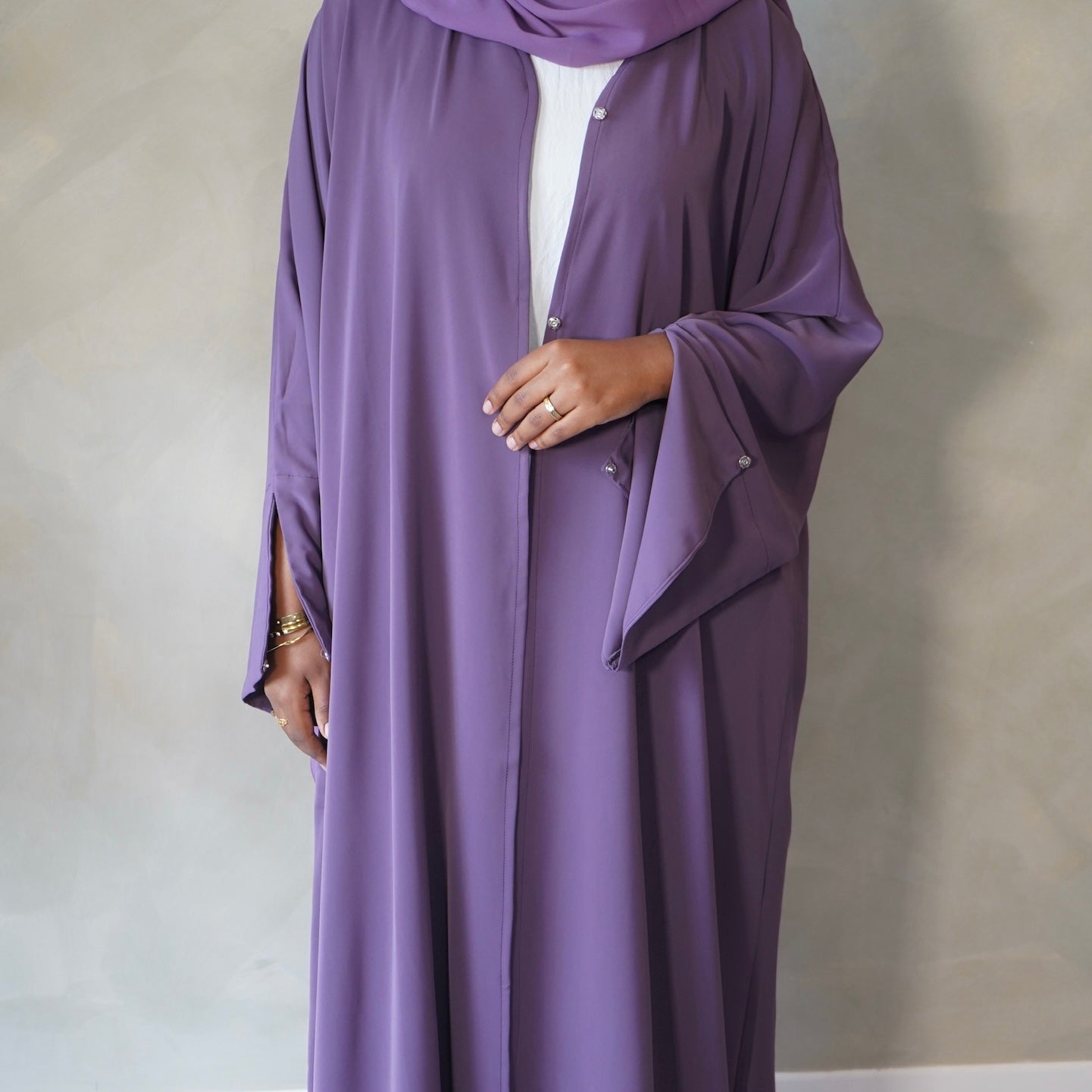 Deep Purple Open Abaya with Sheila Hijab