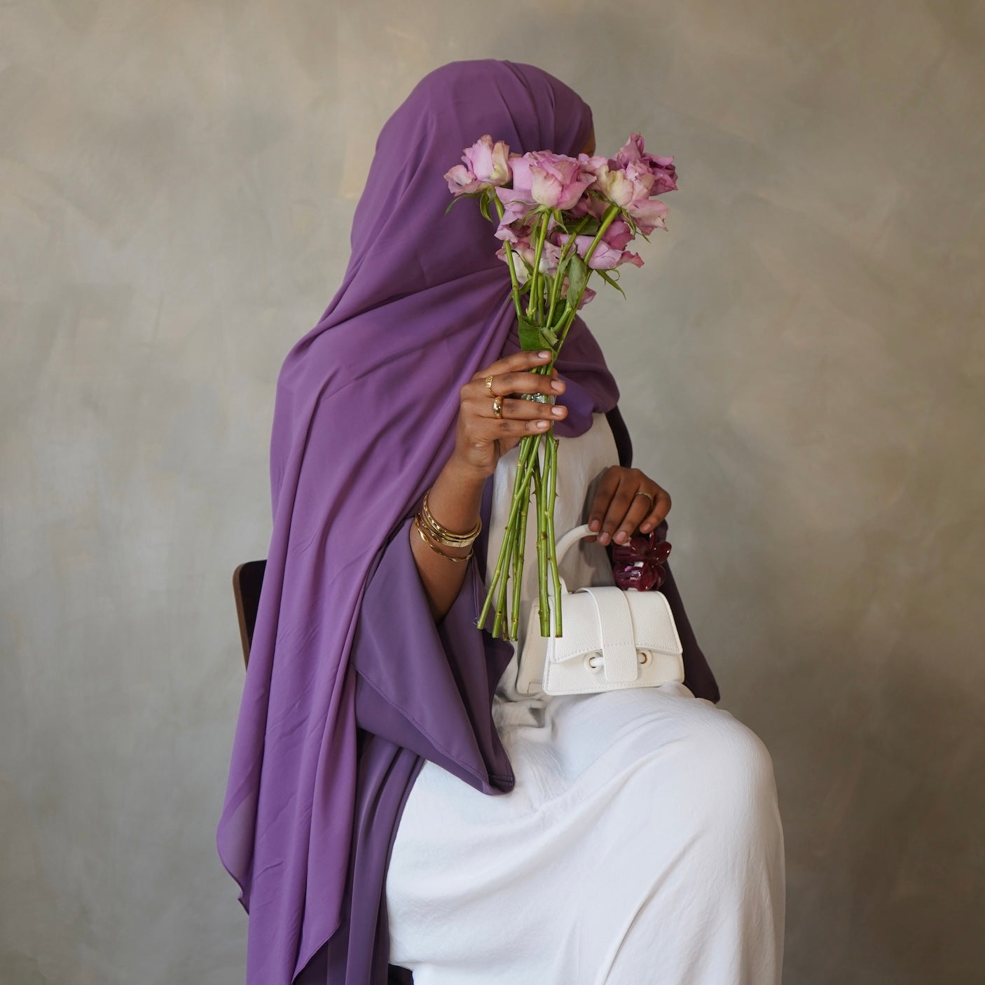 Deep Purple Open Abaya with Sheila Hijab