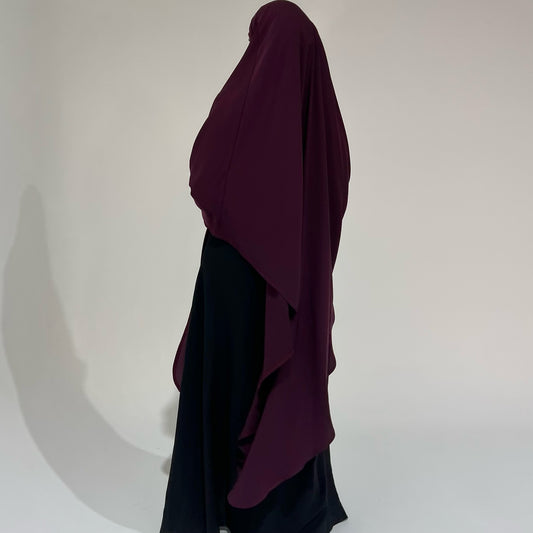 Extra Long Burgundy Khimar with Niqab Ties