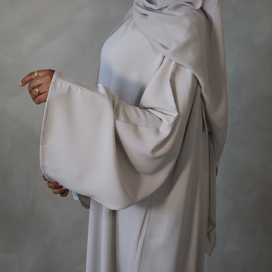 Beige Stone Bell Sleeve Abaya with Sheila Hijab