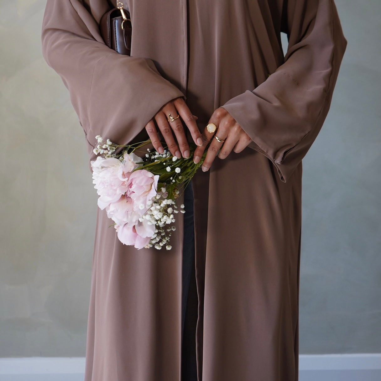 Brown Open Abaya with Sheila Hijab