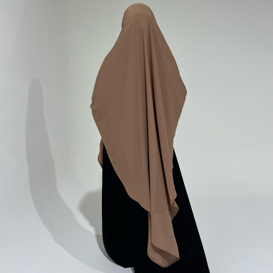 Extra Long Cream Khimar with Niqab Ties