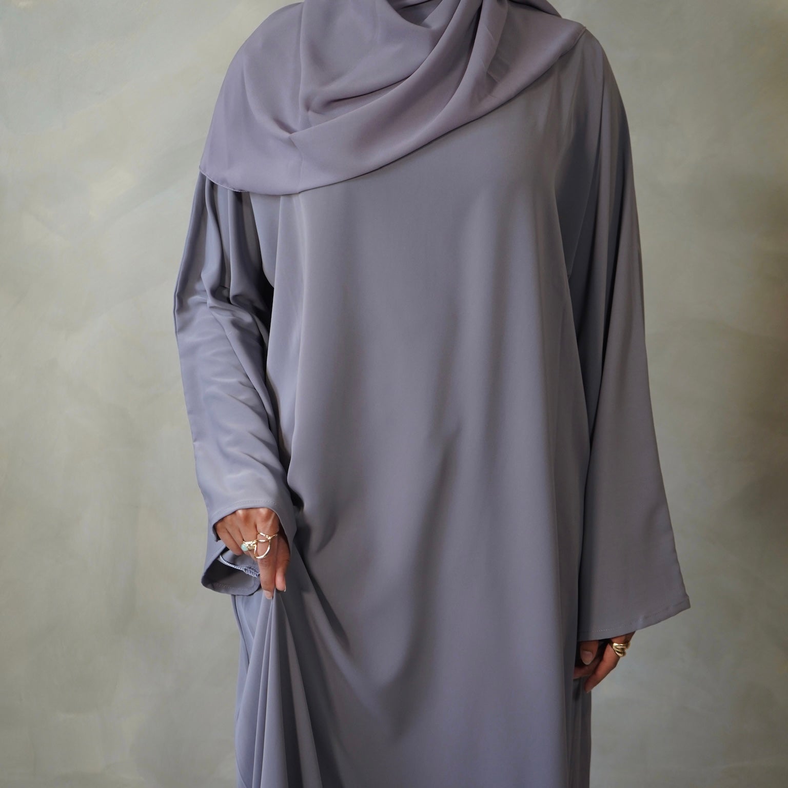 Cool Grey Bell Sleeve Abaya with Sheila Hijab