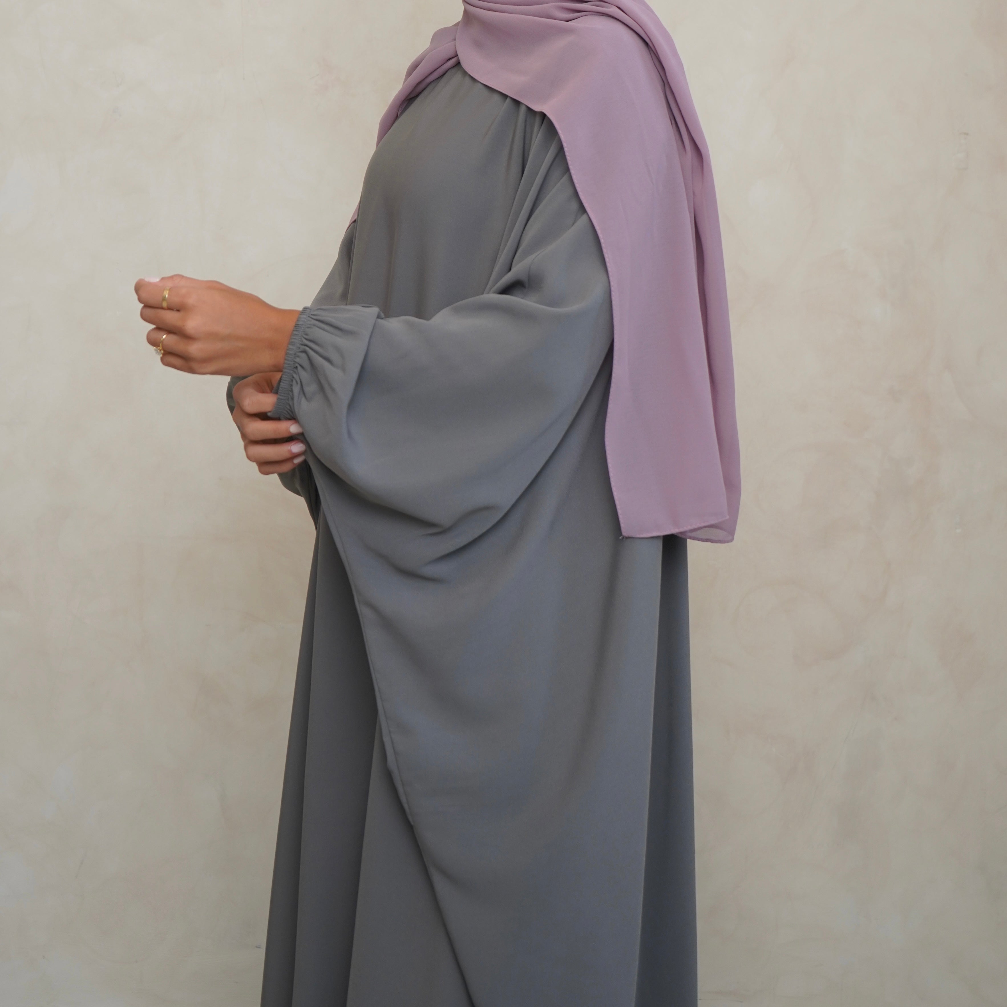 Cuffed Norah Batwing Jilbaya Light Grey