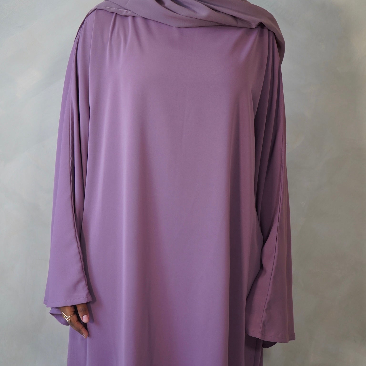Dusty Plum Bell Sleeve Abaya with Sheila Hijab