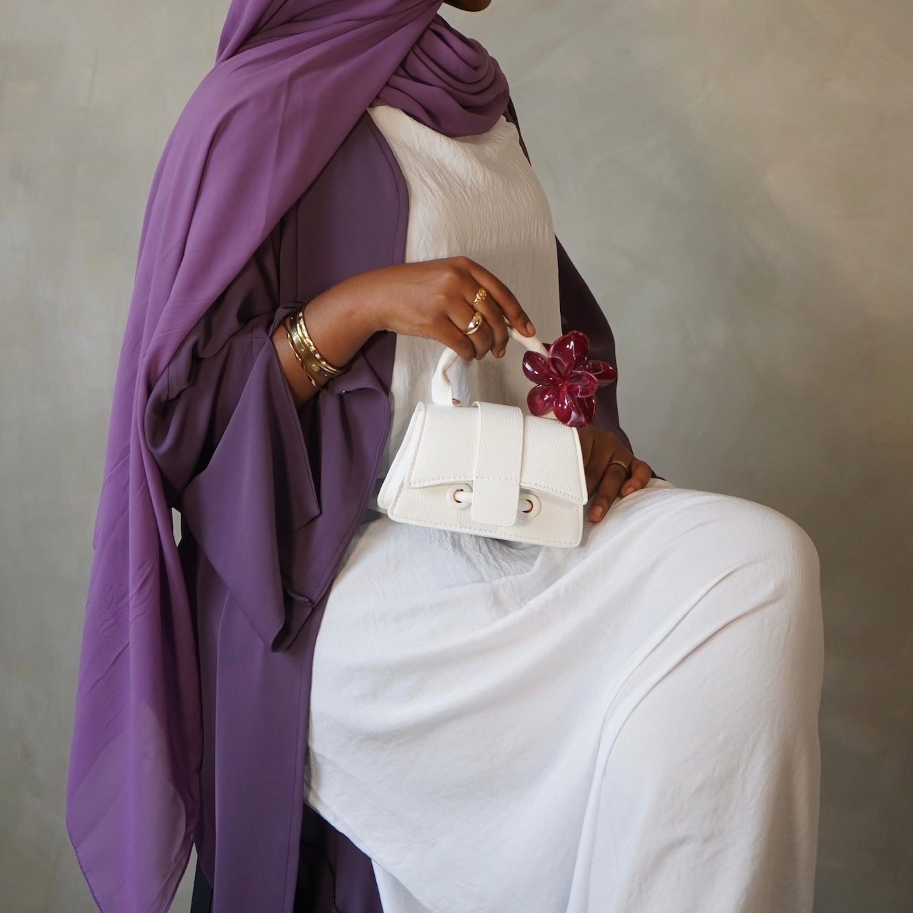 Deep Purple Open Abaya with Sheila Hijab
