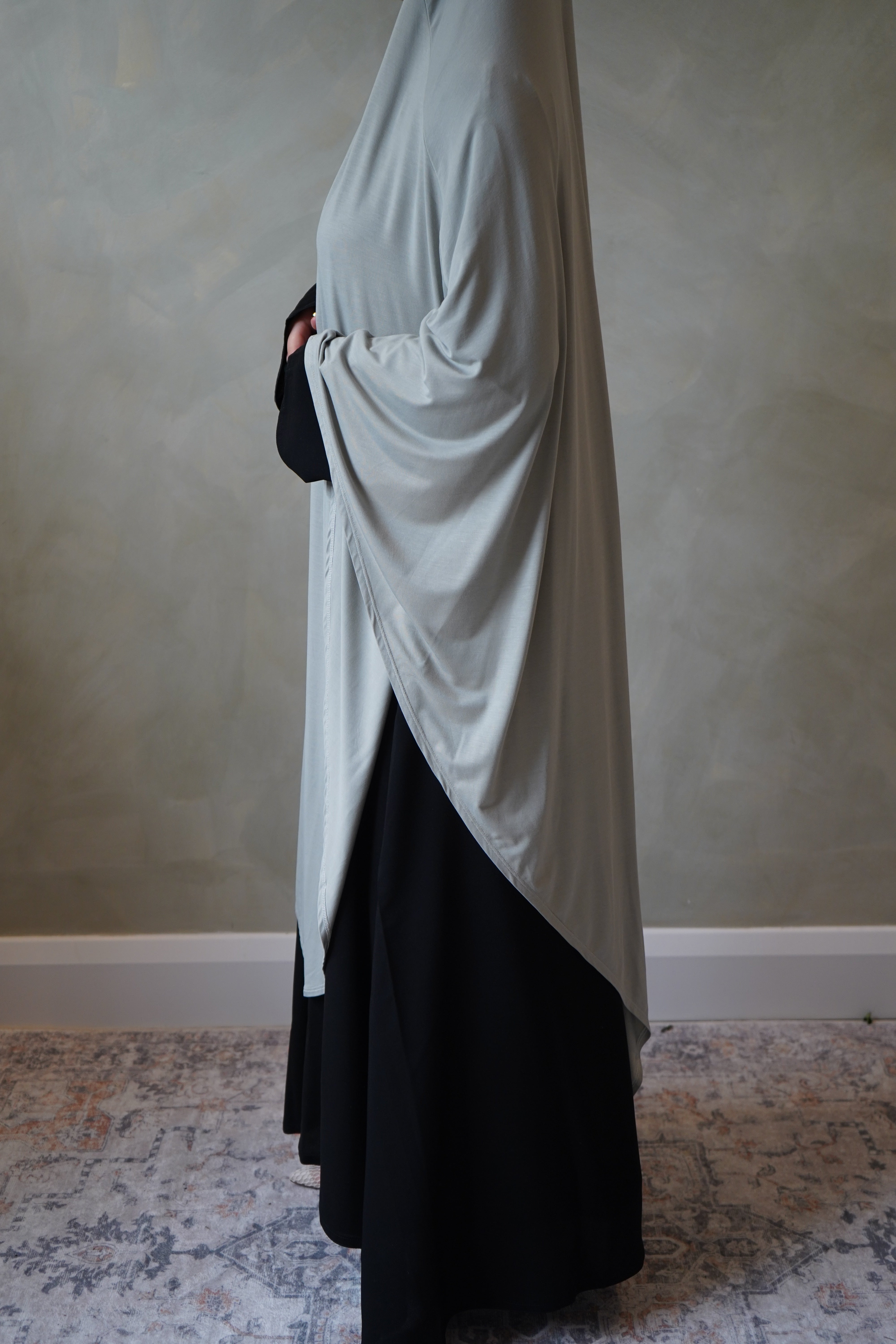 Large Stone Grey Jersey Khimar