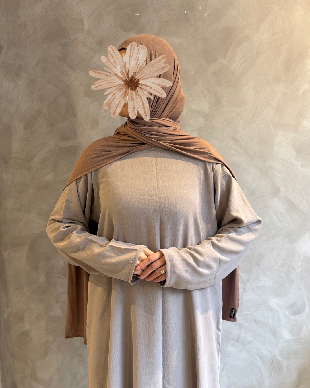 long sleeve abaya slip dress Long Sleeve Slip Dress taupe – The Abaya Company London