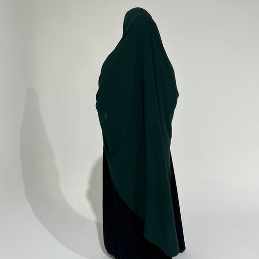 Extra Long Bottle Green Khimar with Niqab Ties