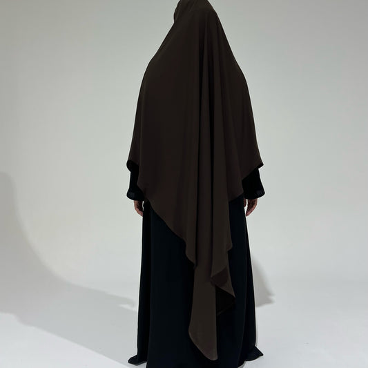 Extra Long Choc Brown Khimar with Niqab Ties