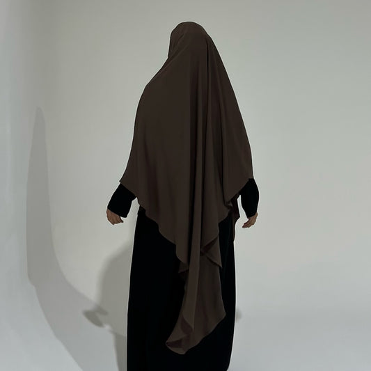 Extra Long Brown Khimar with Niqab Ties