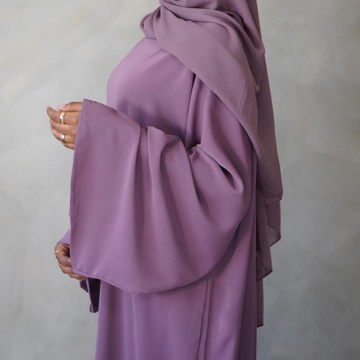 Dusty Plum Bell Sleeve Abaya with Sheila Hijab