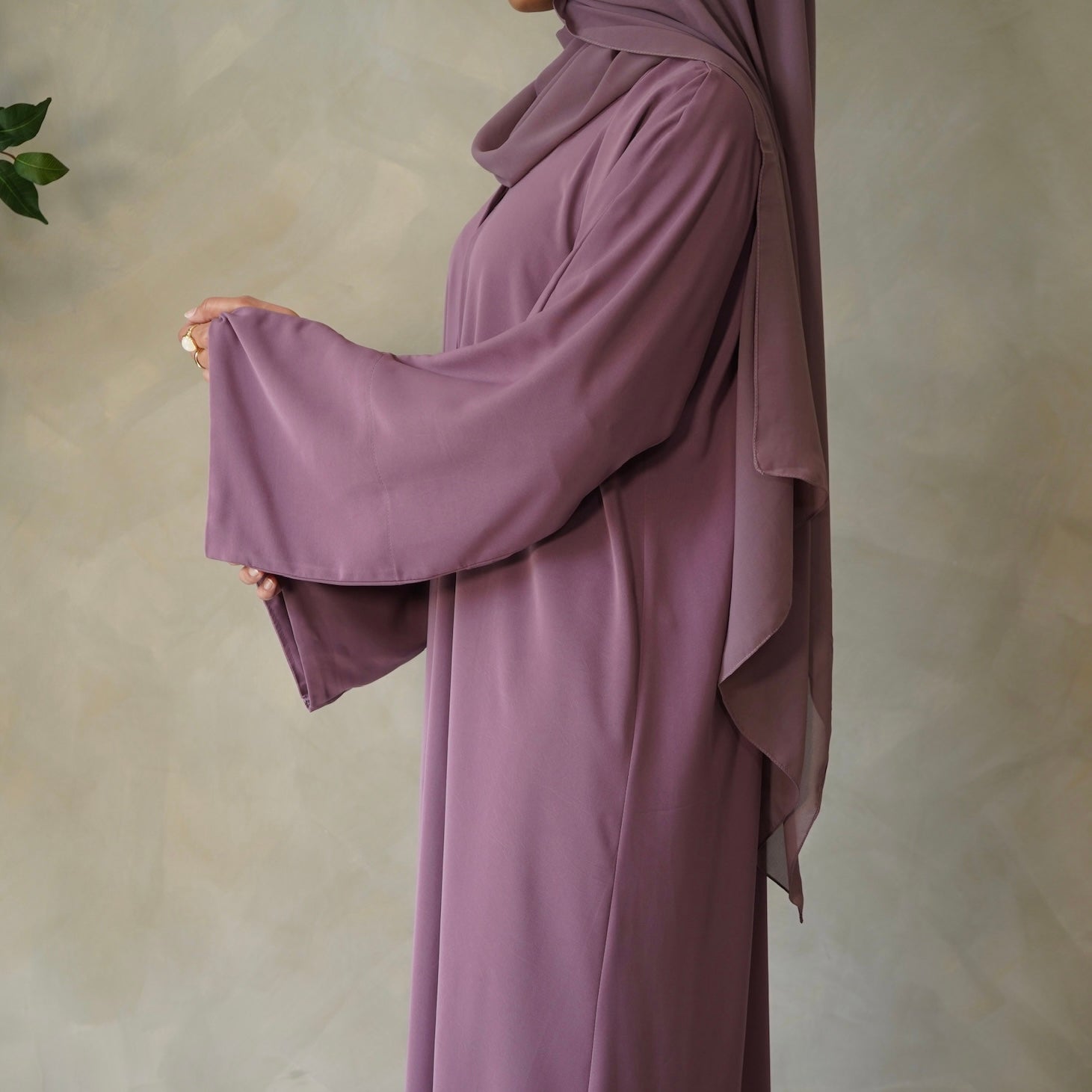 Dusty Plum Open Abaya with Sheila Hijab