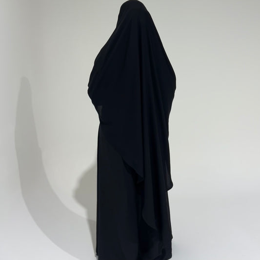 Extra Long Black Khimar with Niqab Ties