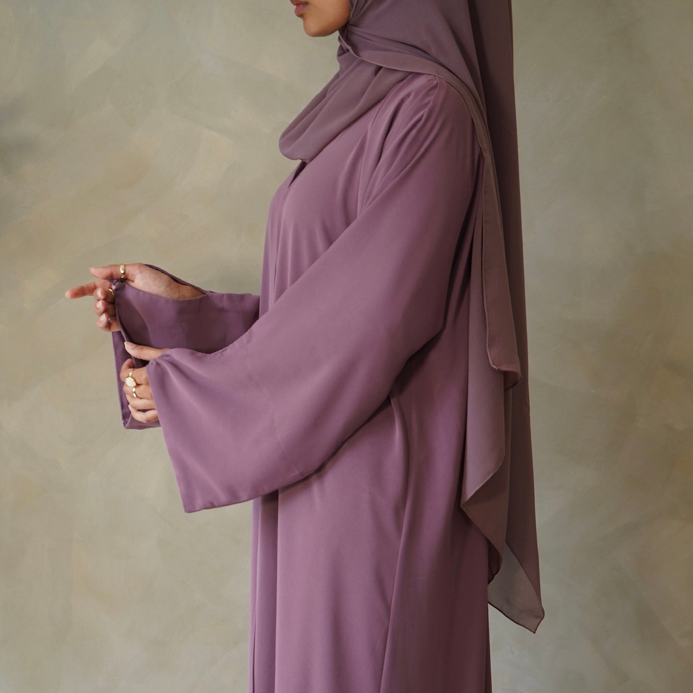 Dusty Plum Open Abaya with Sheila Hijab
