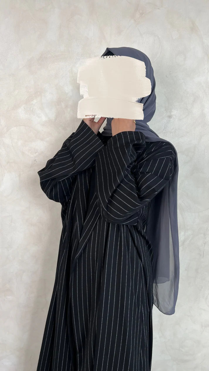 Collared Cardigan with White Stripes