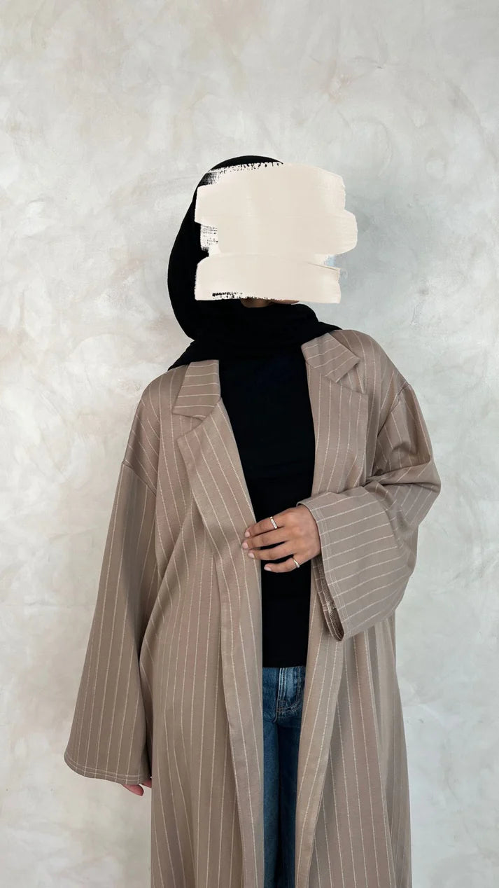 Collared Cardigan with White Stripes