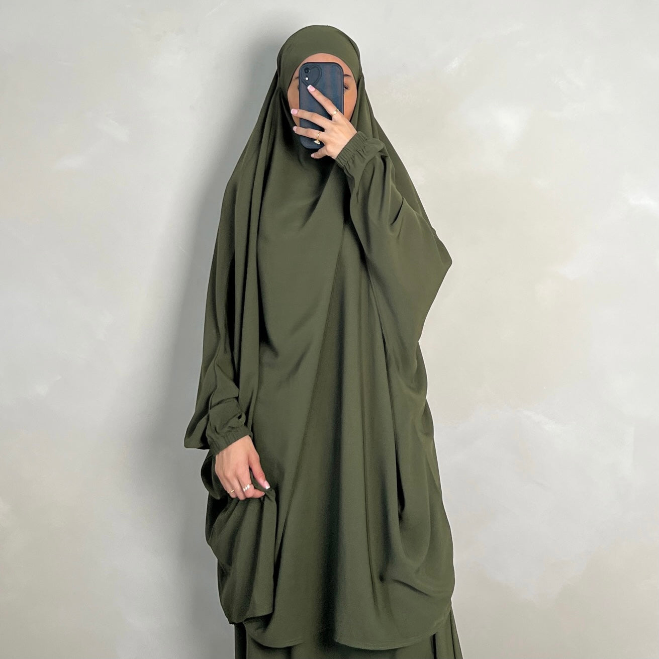 2pc Jilbab Olive Green