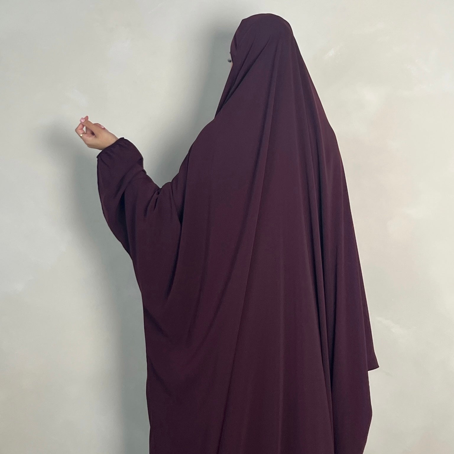 1pc Jilbab with Niqab Ties Burgundy