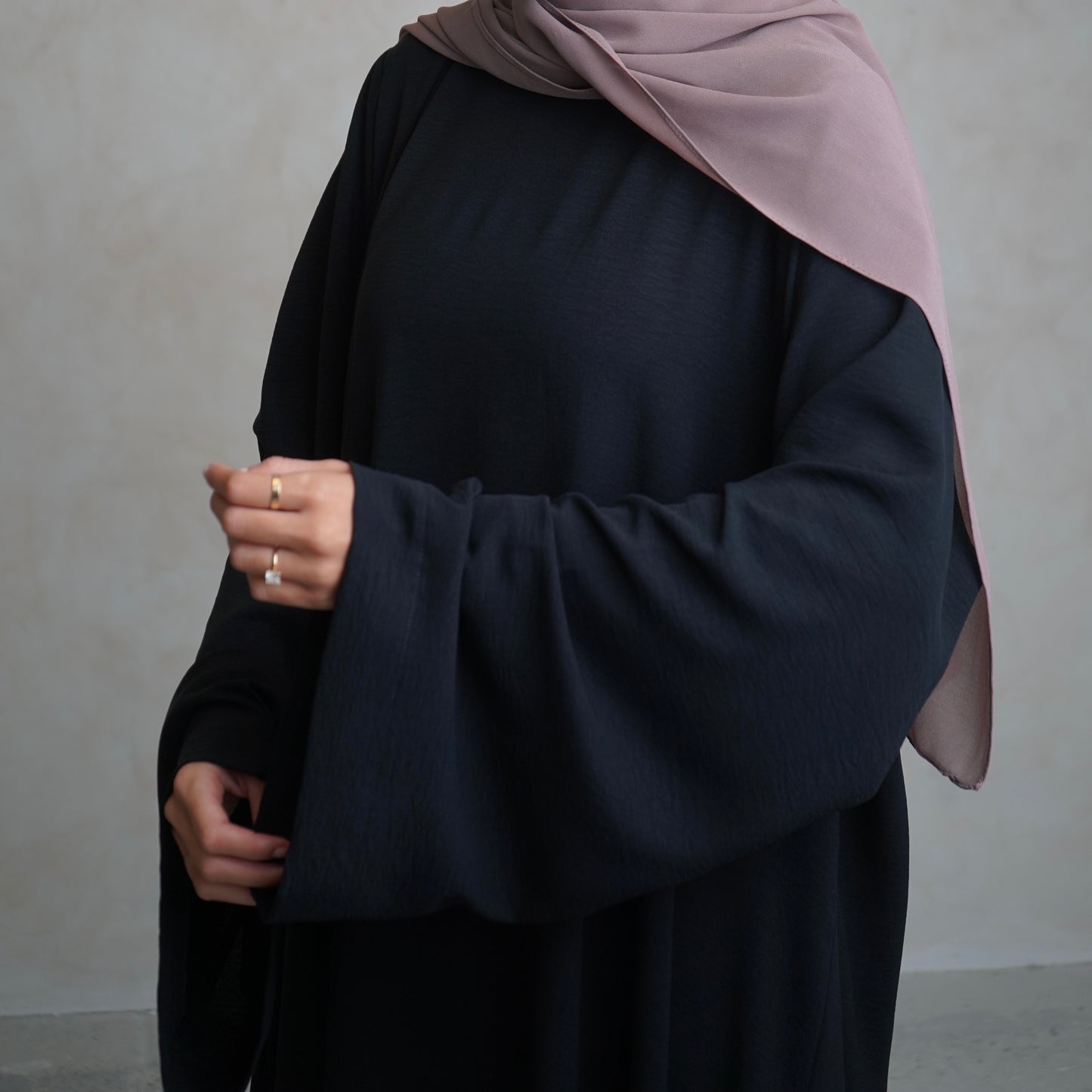 Crepe Mary Straight Abaya Black