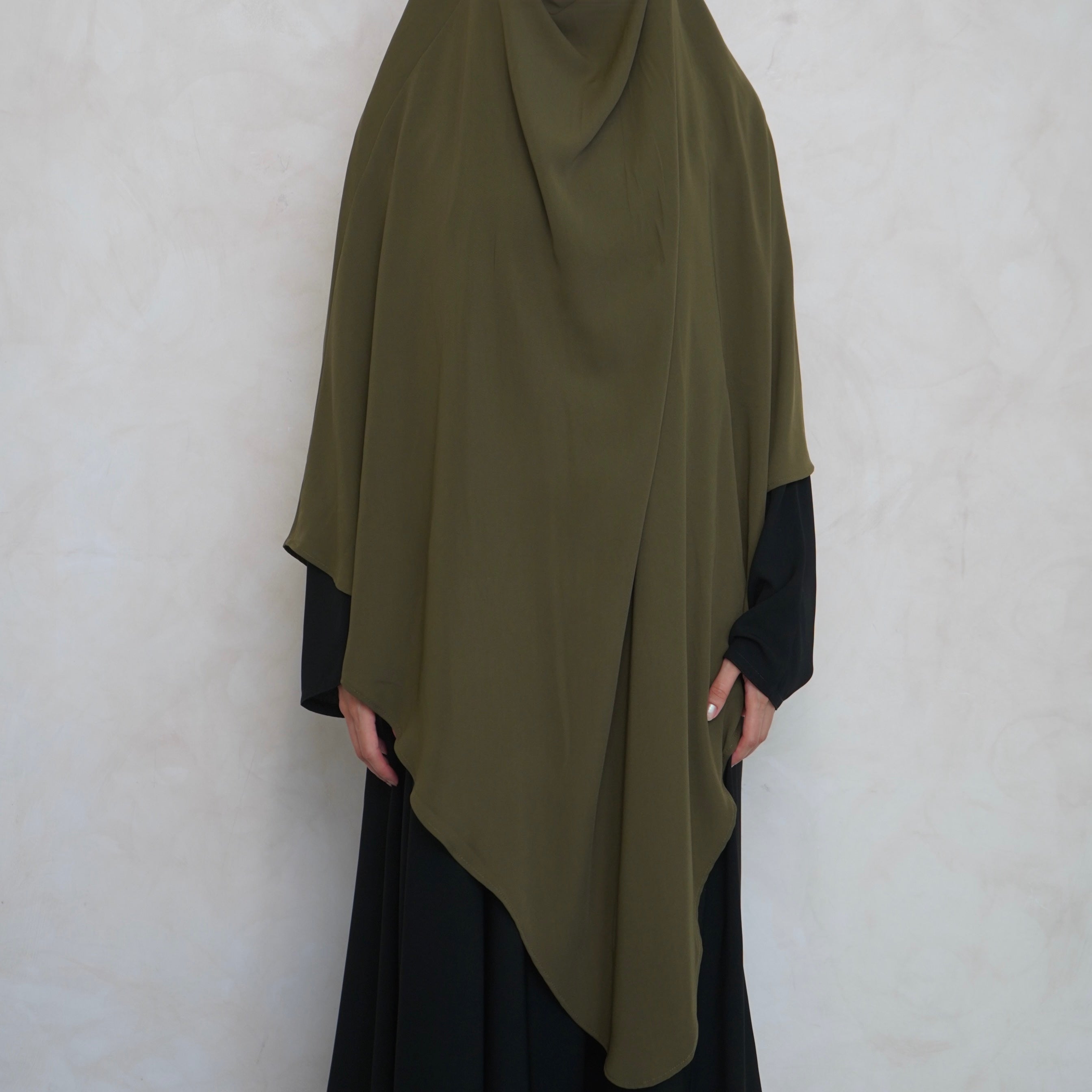 Olive Green Khimar with Niqab Ties