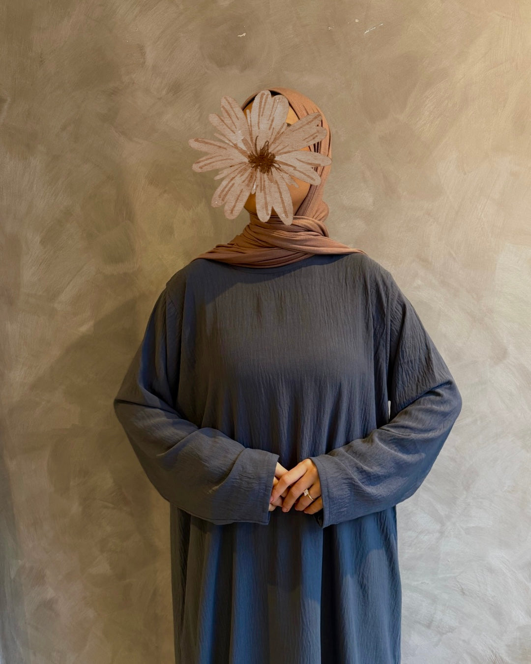 Long Sleeve Slip Dress Dark Grey