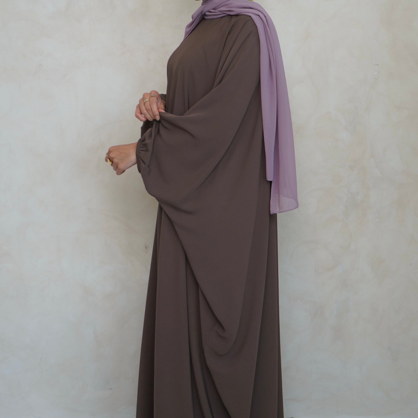 Cuffed Norah Batwing Jilbaya Brown