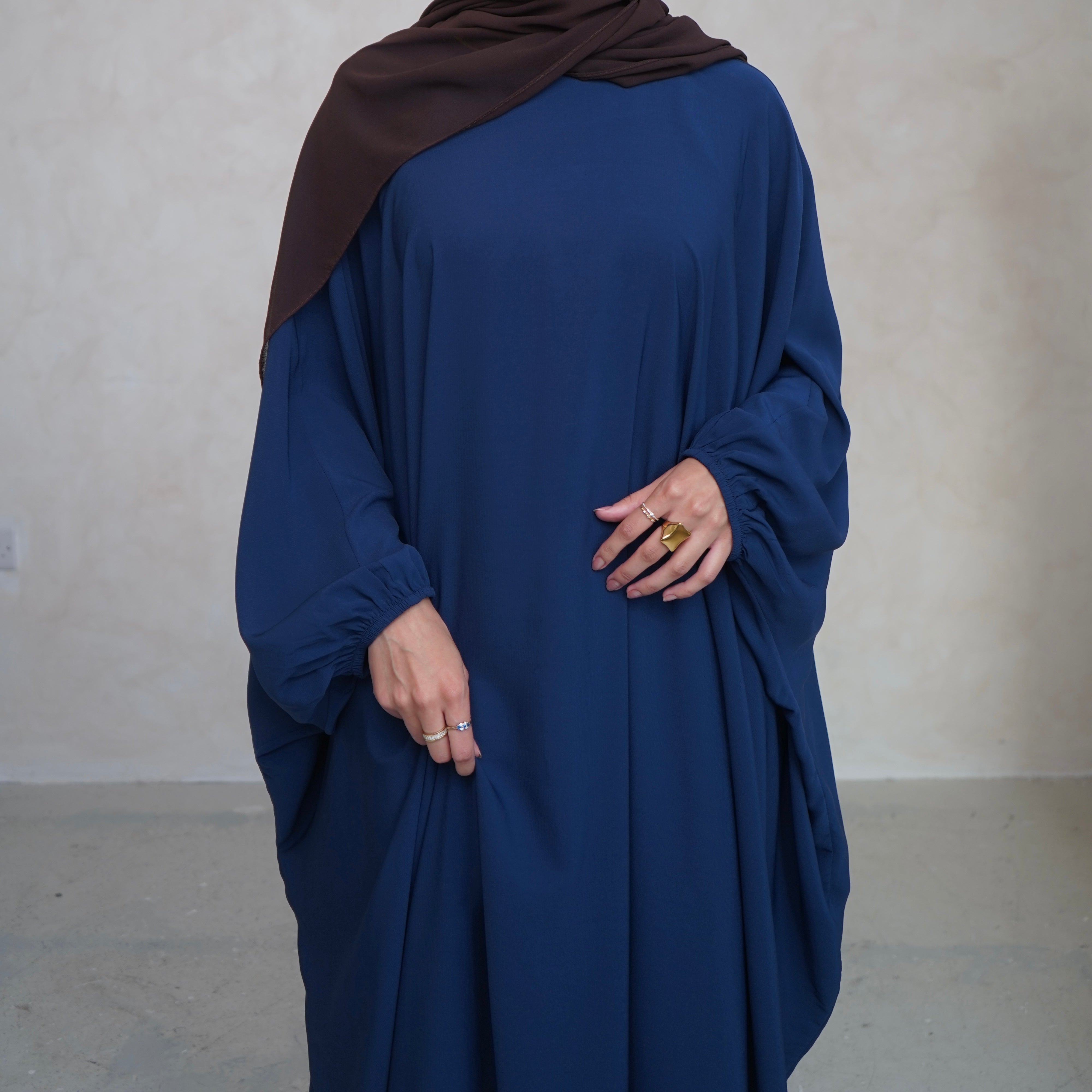 Cuffed Norah Batwing Jilbaya Navy Blue