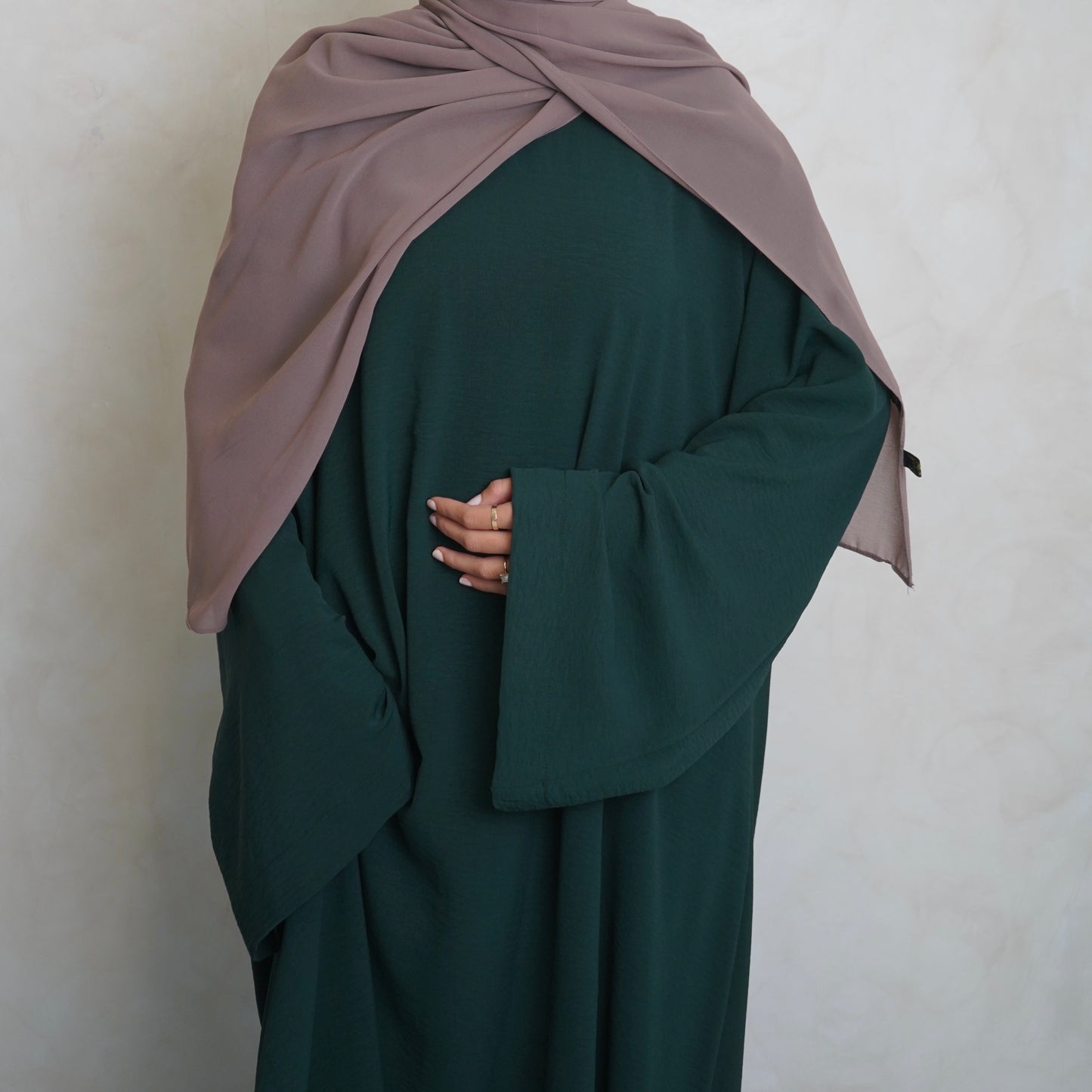 Crepe Mary Straight Abaya Bottle Green