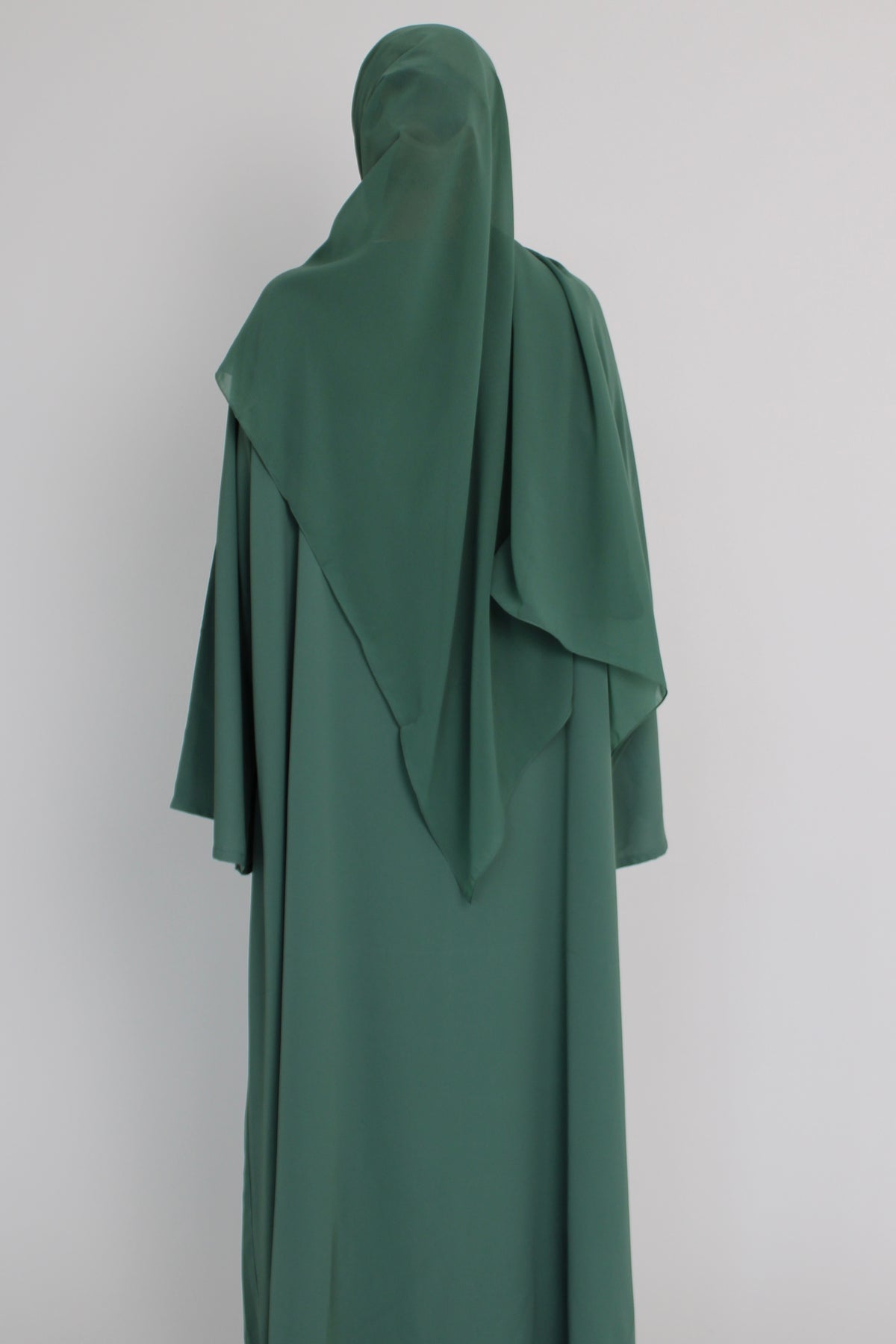 Sage Mist Bell Sleeve Abaya with hijab