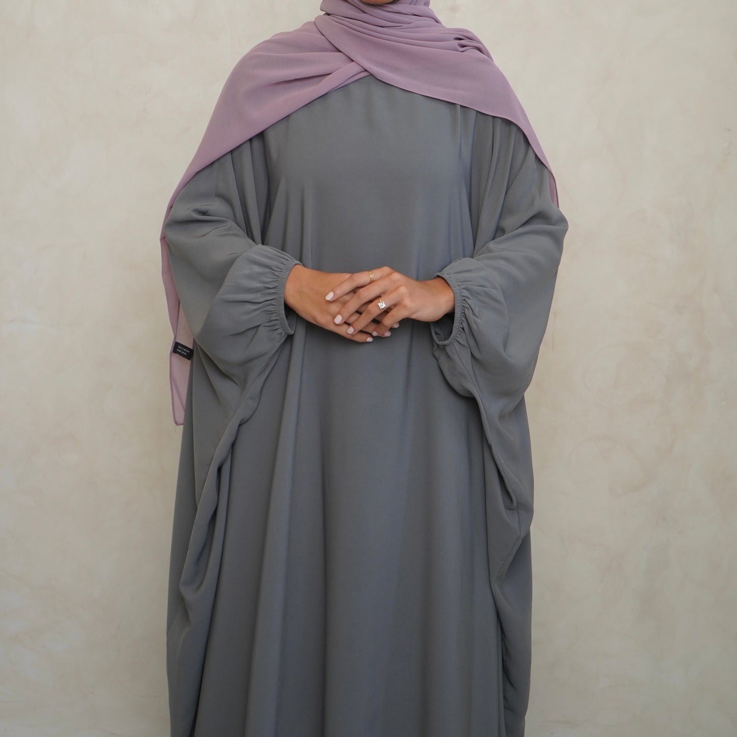 Cuffed Norah Batwing Jilbaya Light Grey