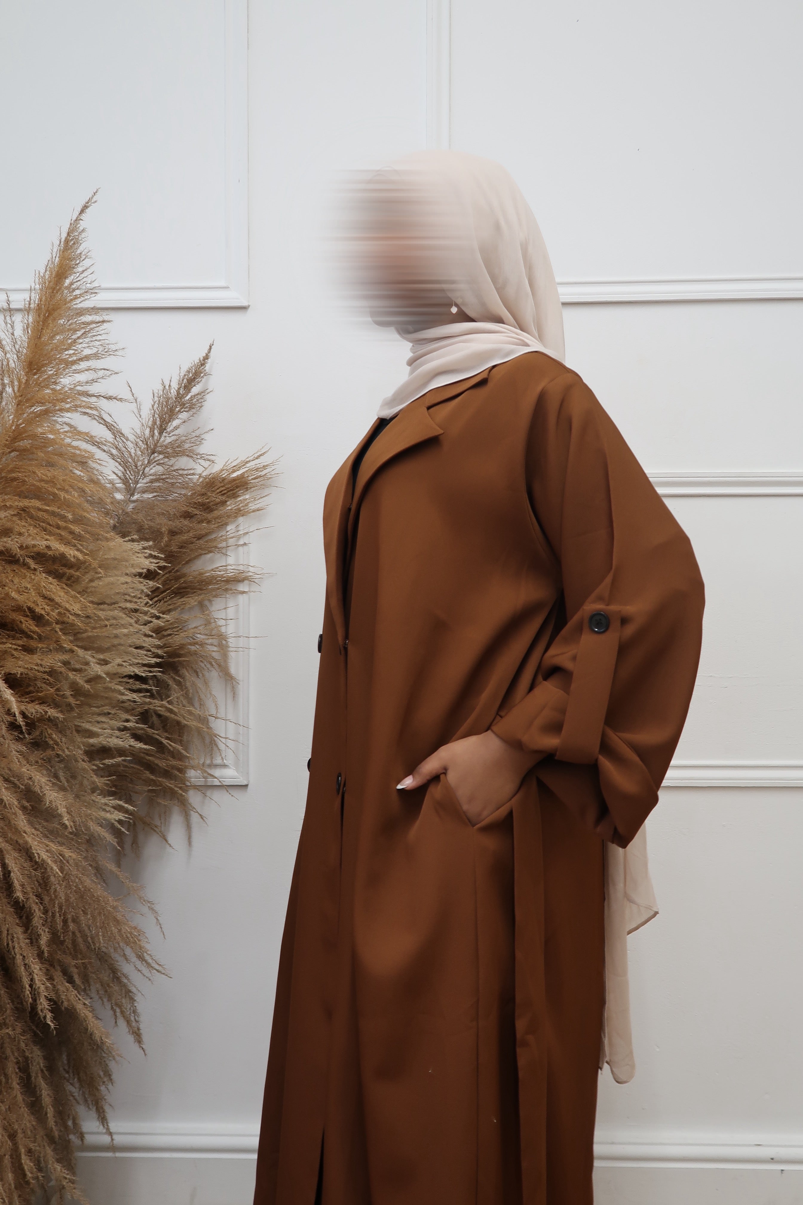 Trench Coat Abaya Tan