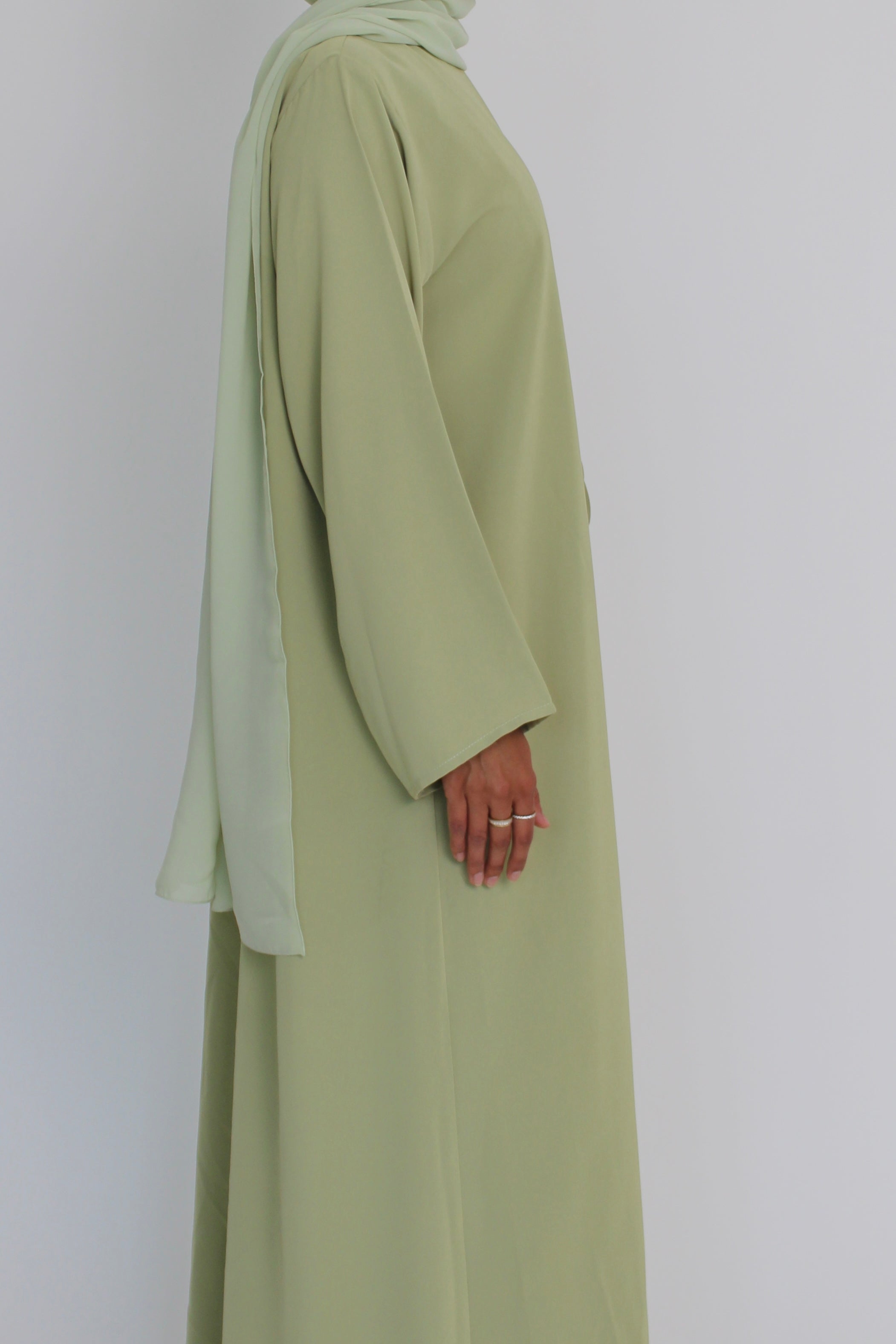Lime Green Tie Abaya with Matching Sheila Scarf
