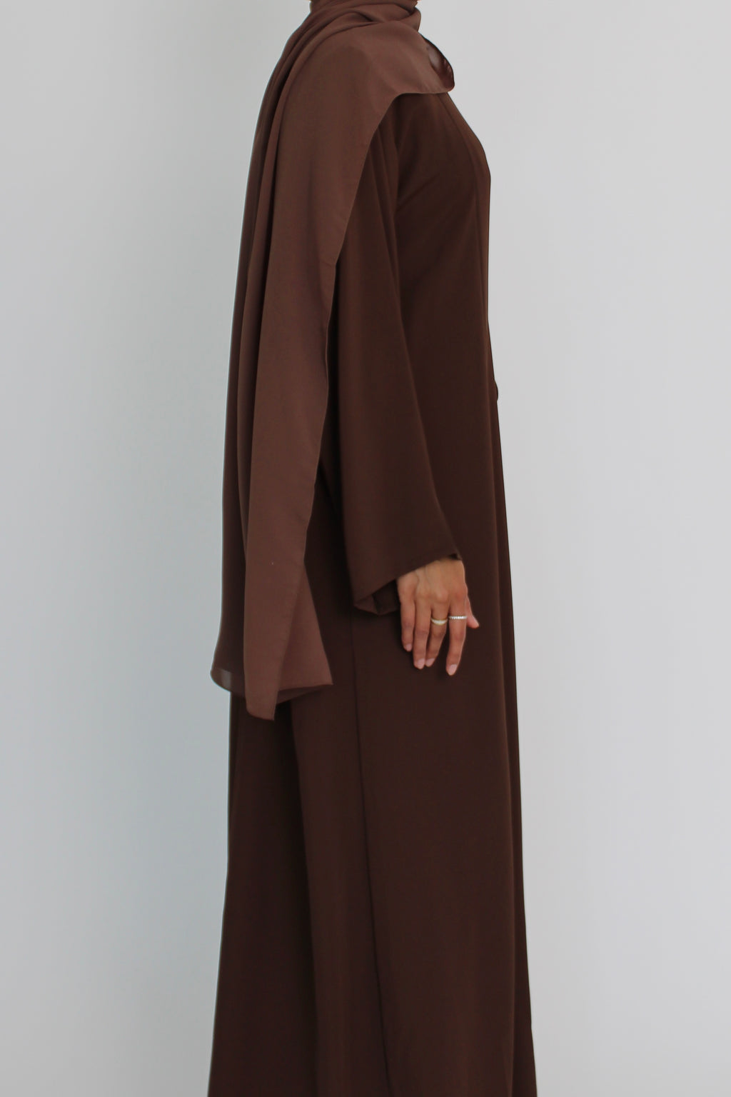 Brown Tie Abaya with Matching Sheila Scarf