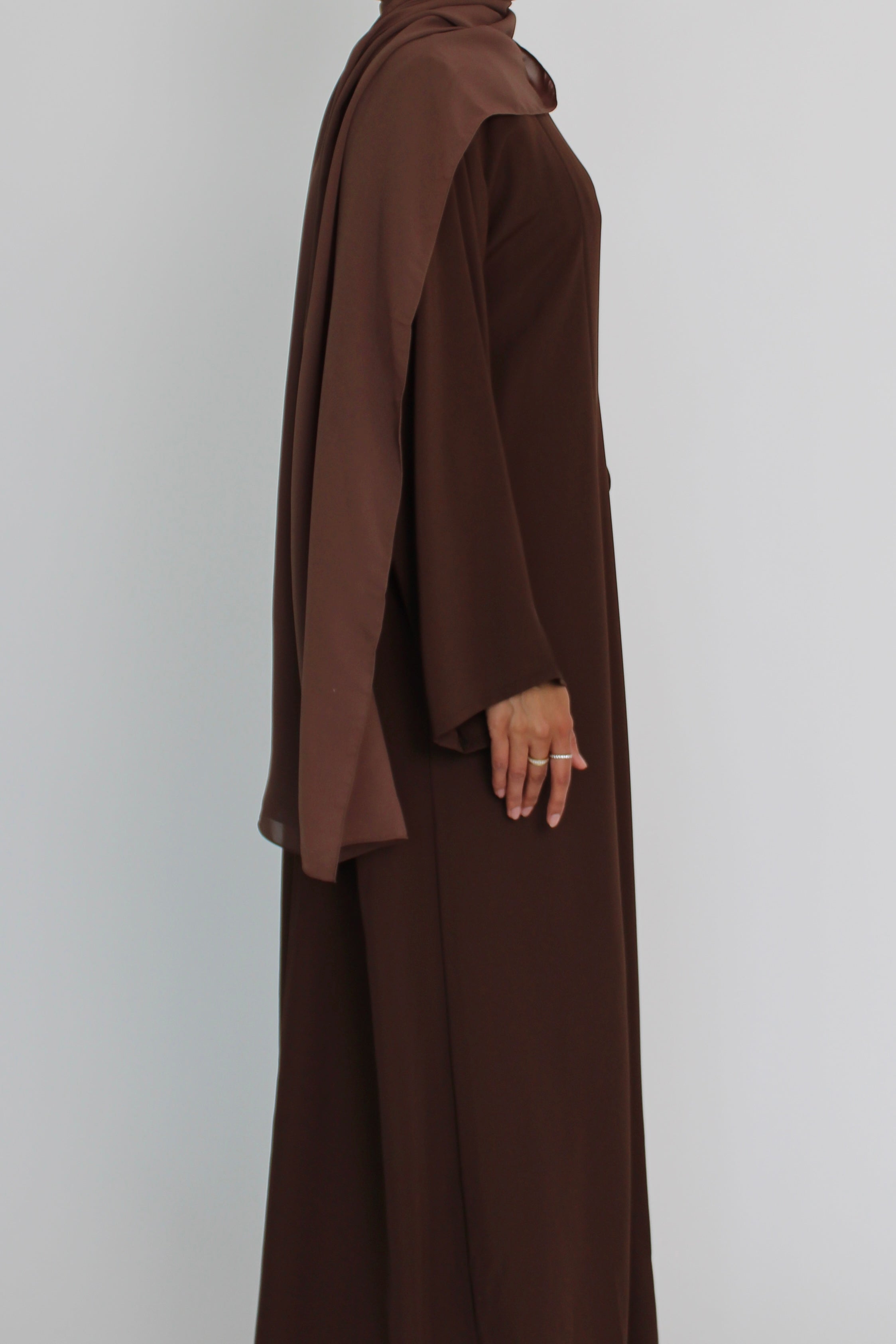 Brown Tie Abaya with Matching Sheila Scarf