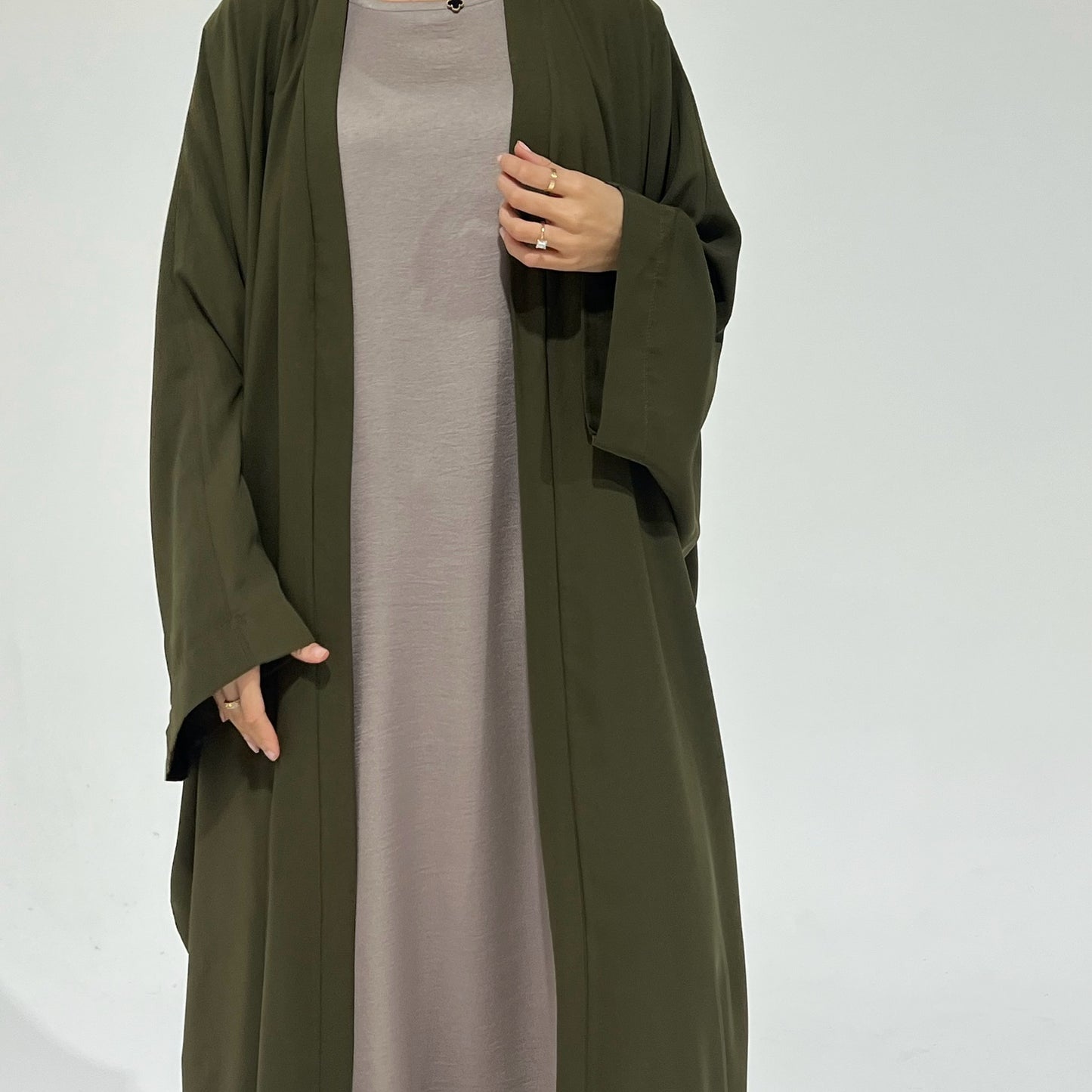 Nahla’s Open Cloak Abaya Olive Green