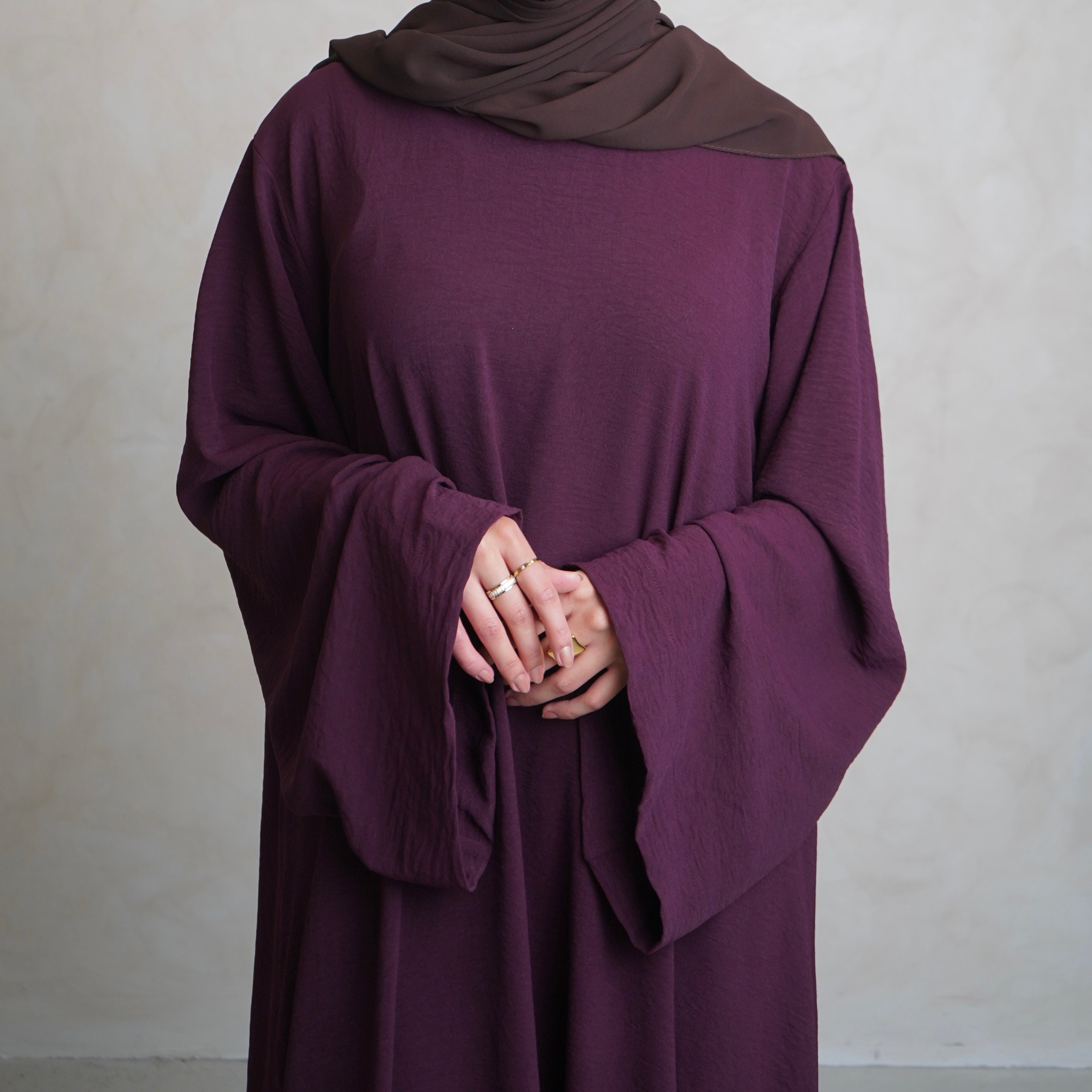 Crepe Mary Straight Abaya Burgundy