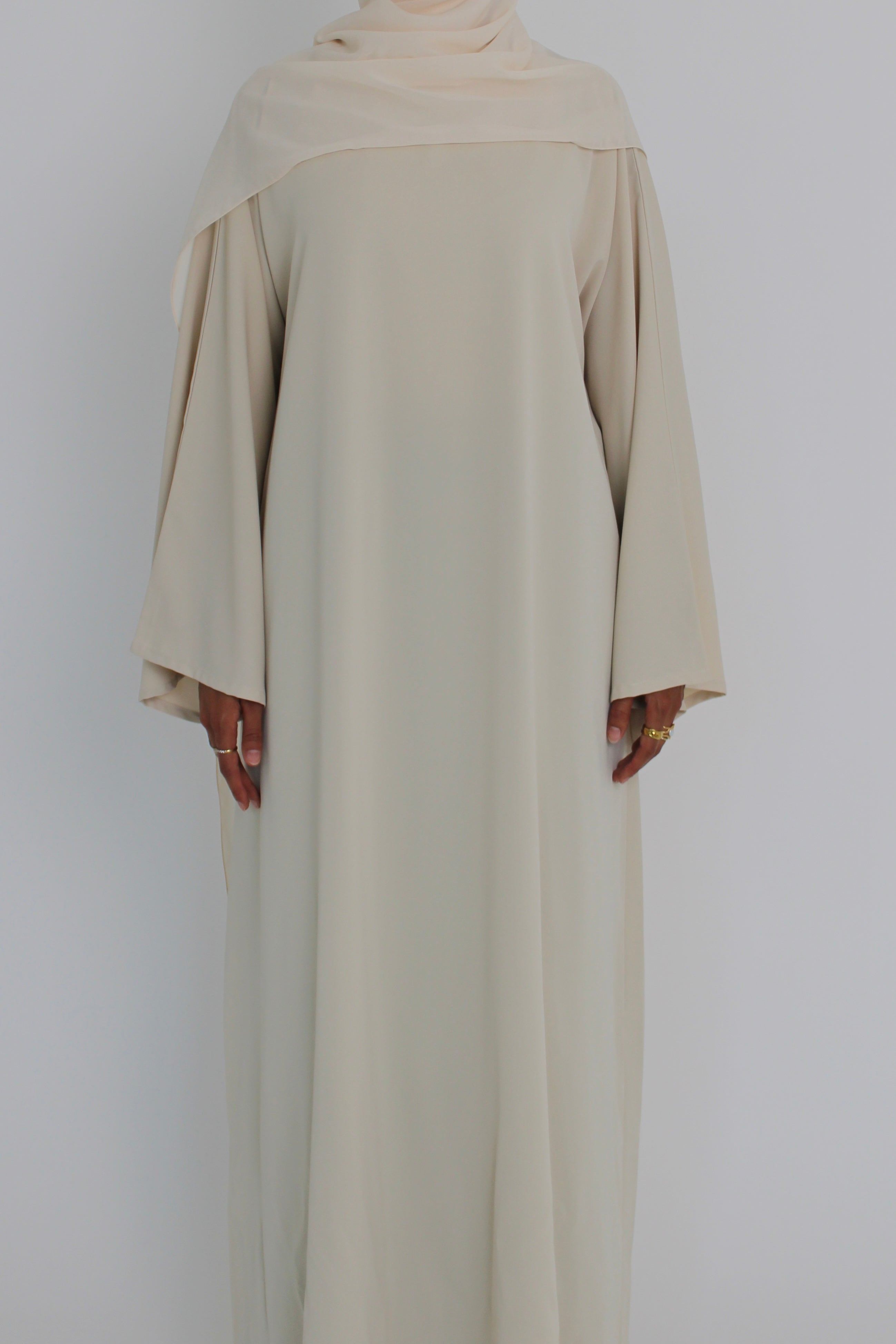 Ivory Signature Bell Sleeve Abaya with hijab