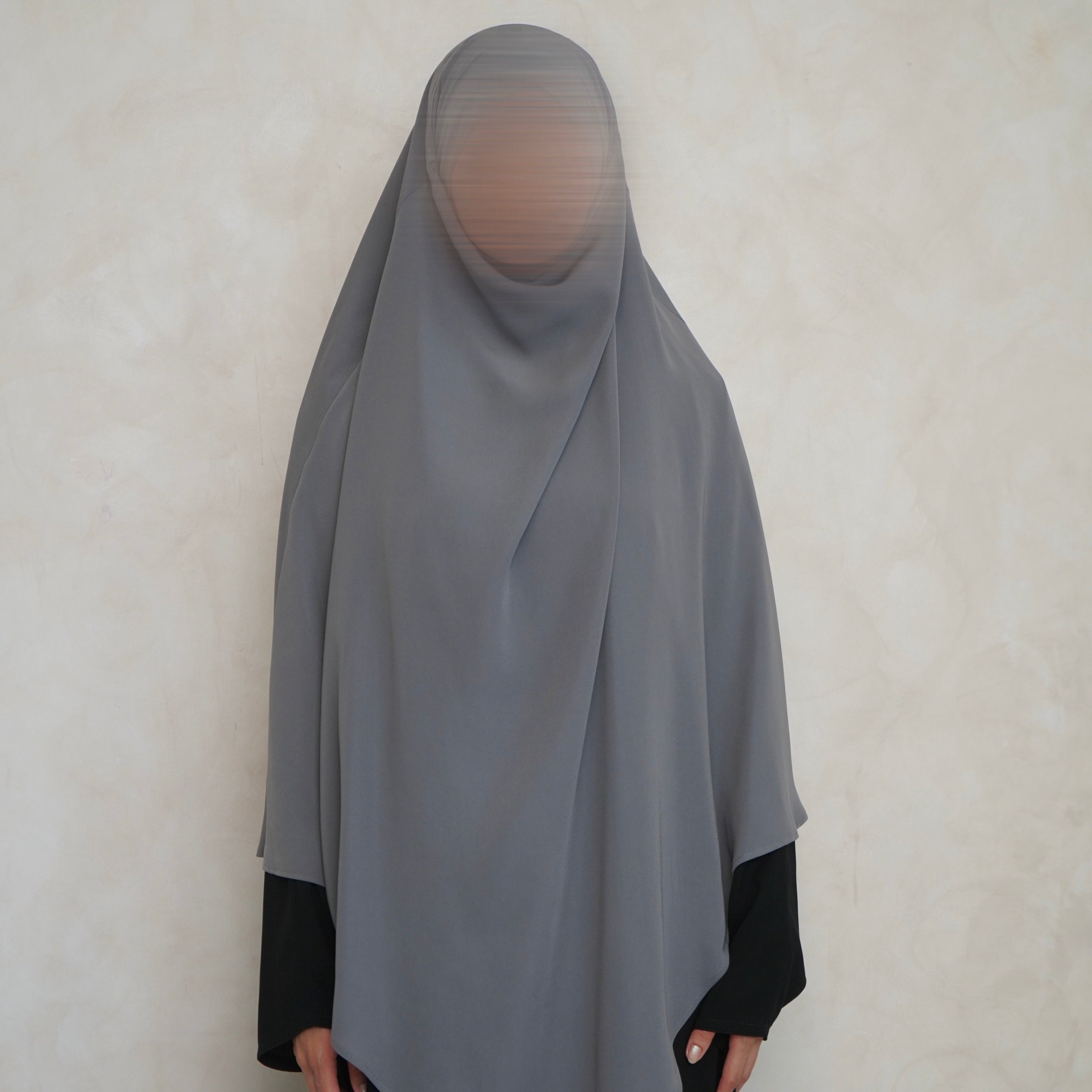 Extra Long Light Grey Khimar with Niqab Ties