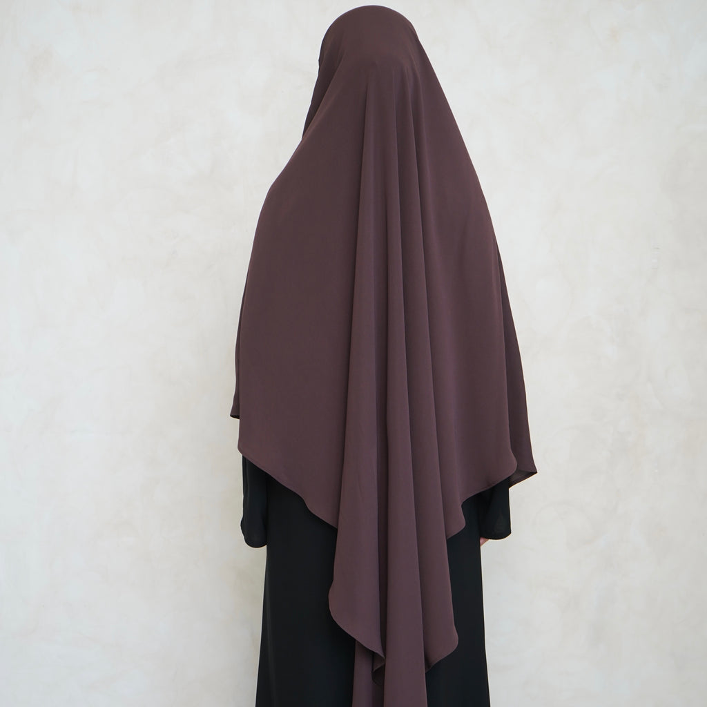 Choc Brown Khimar with Niqab Ties