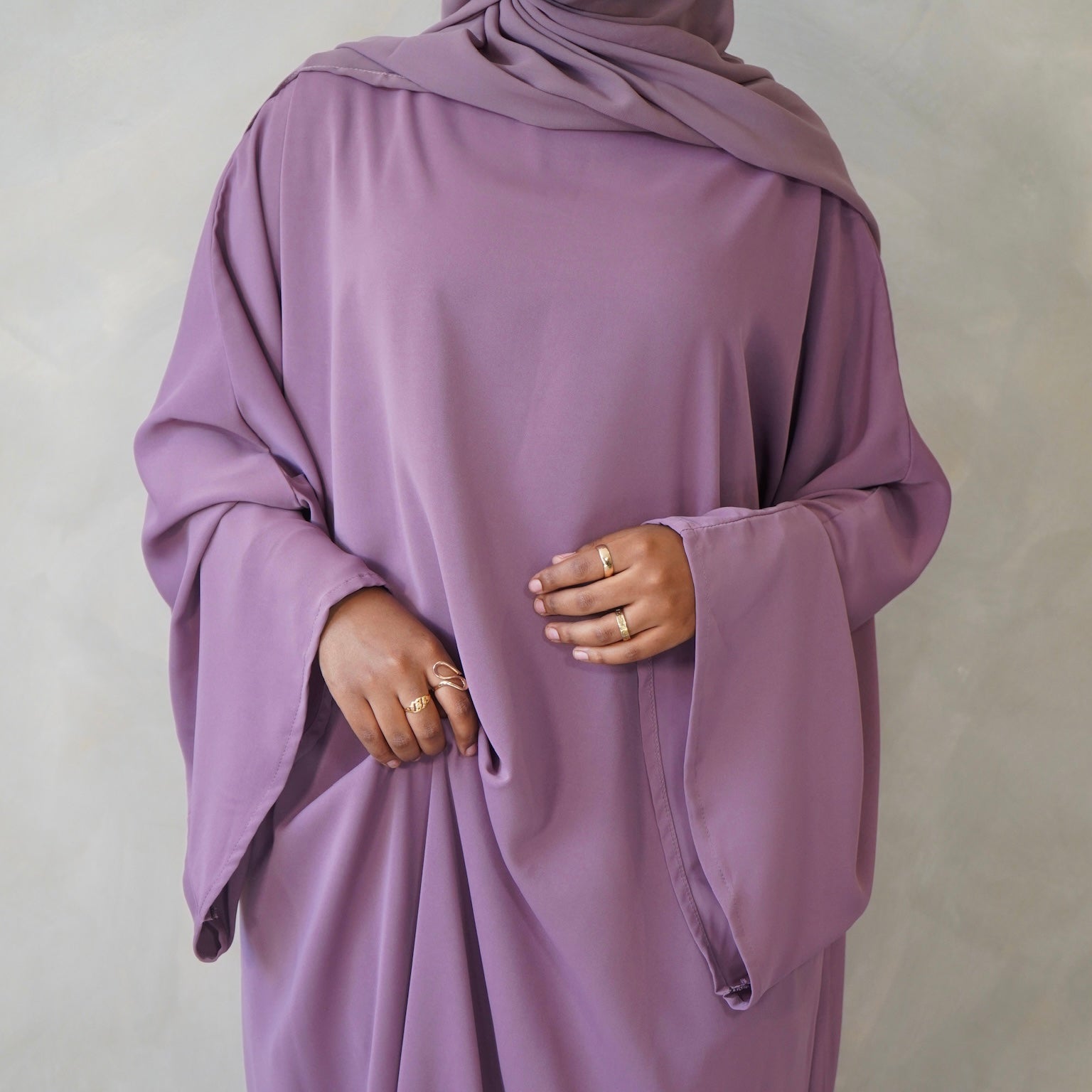 Dusty Plum Bell Sleeve Abaya with Sheila Hijab