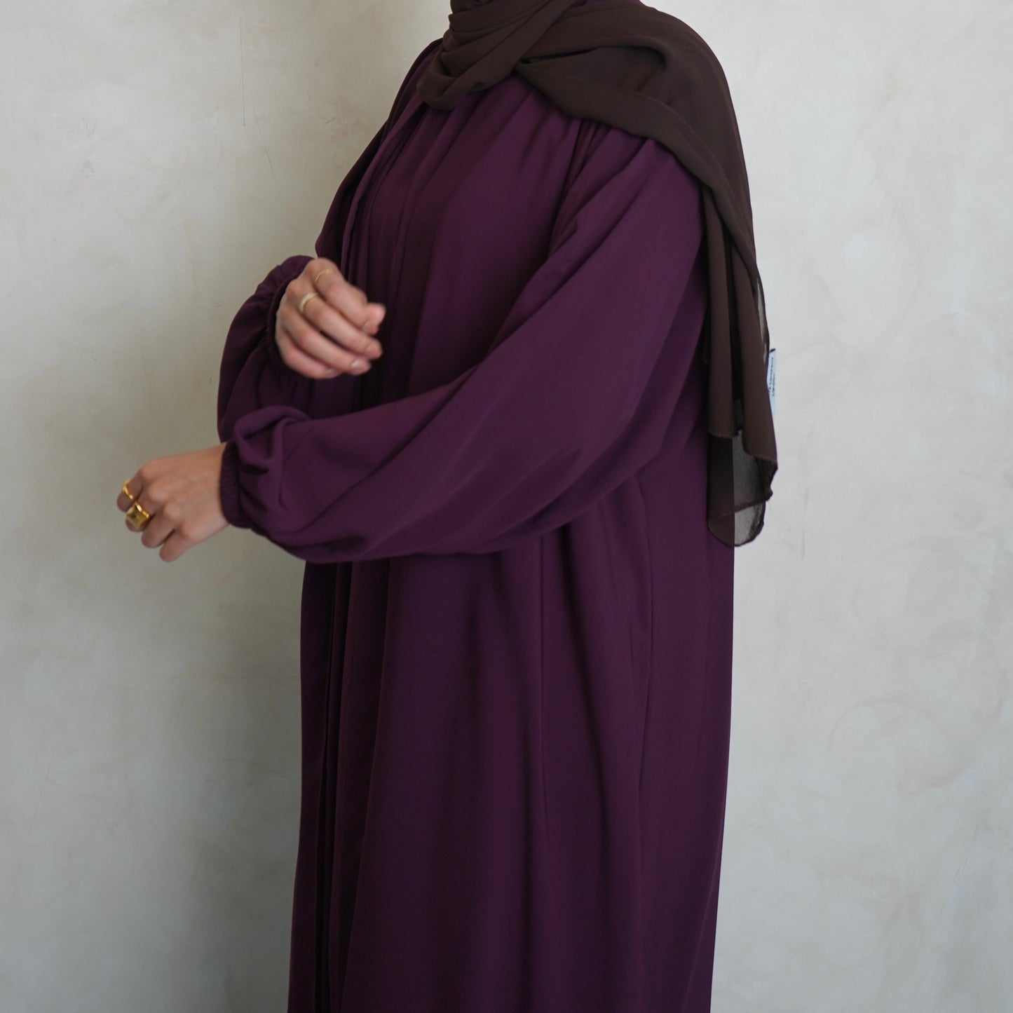 Cuffed Nubo Abaya Set Burgundy