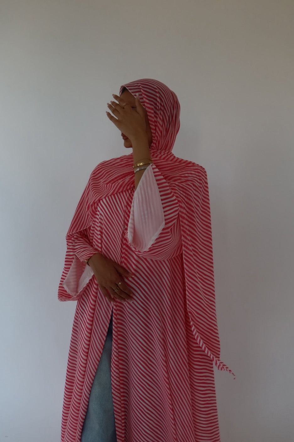 Candy Cane Stripe abaya with matching scarf