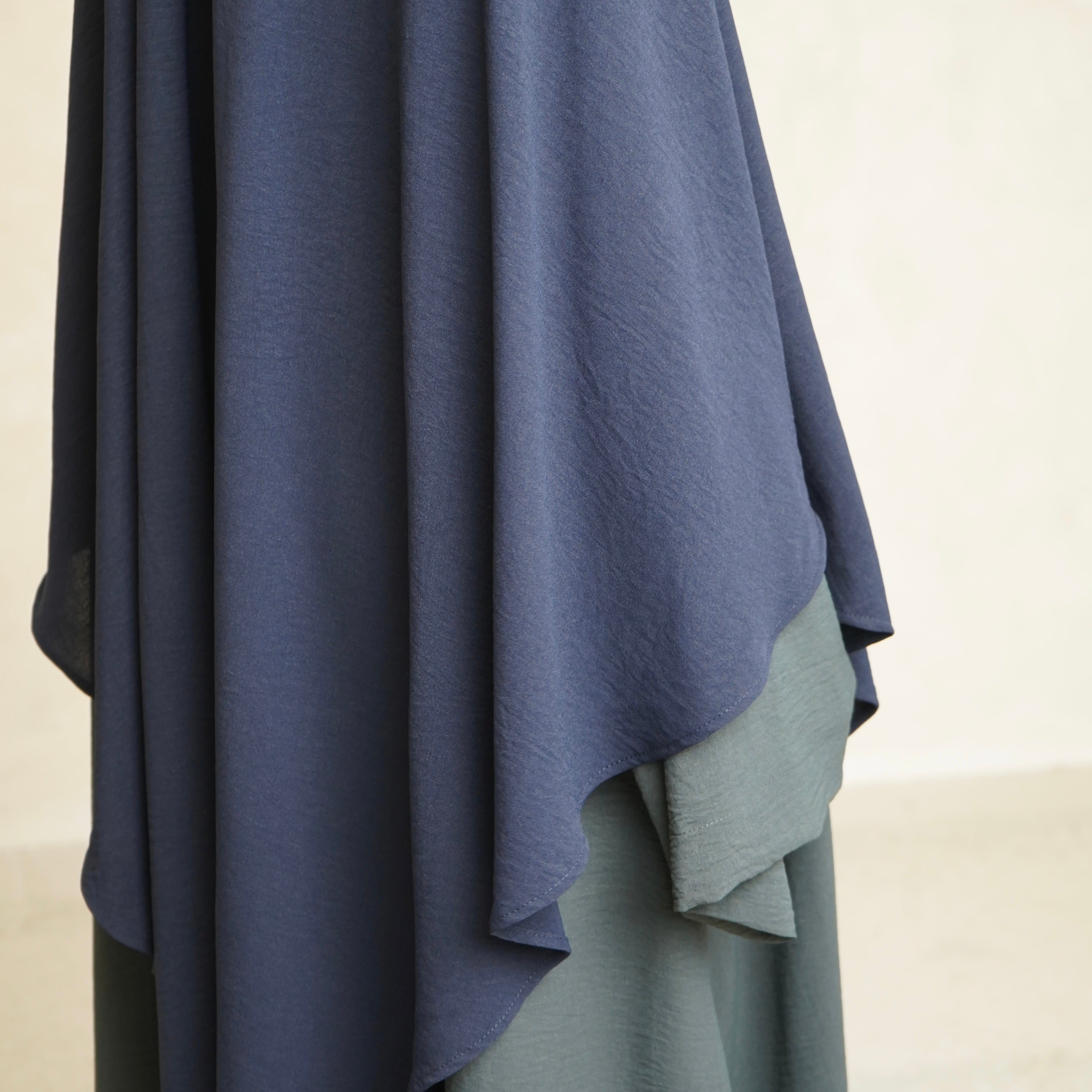 Navy Blue Crepe Khimar with Niqab Ties