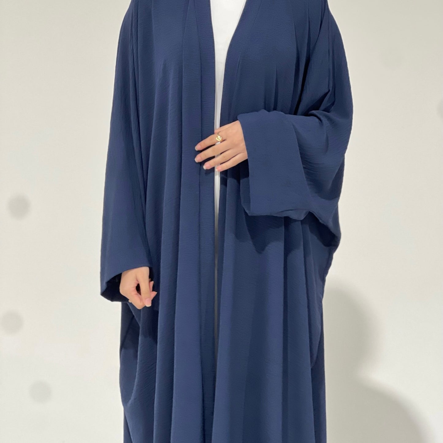 Crepe Flowy Cloak Abaya Navy Blue