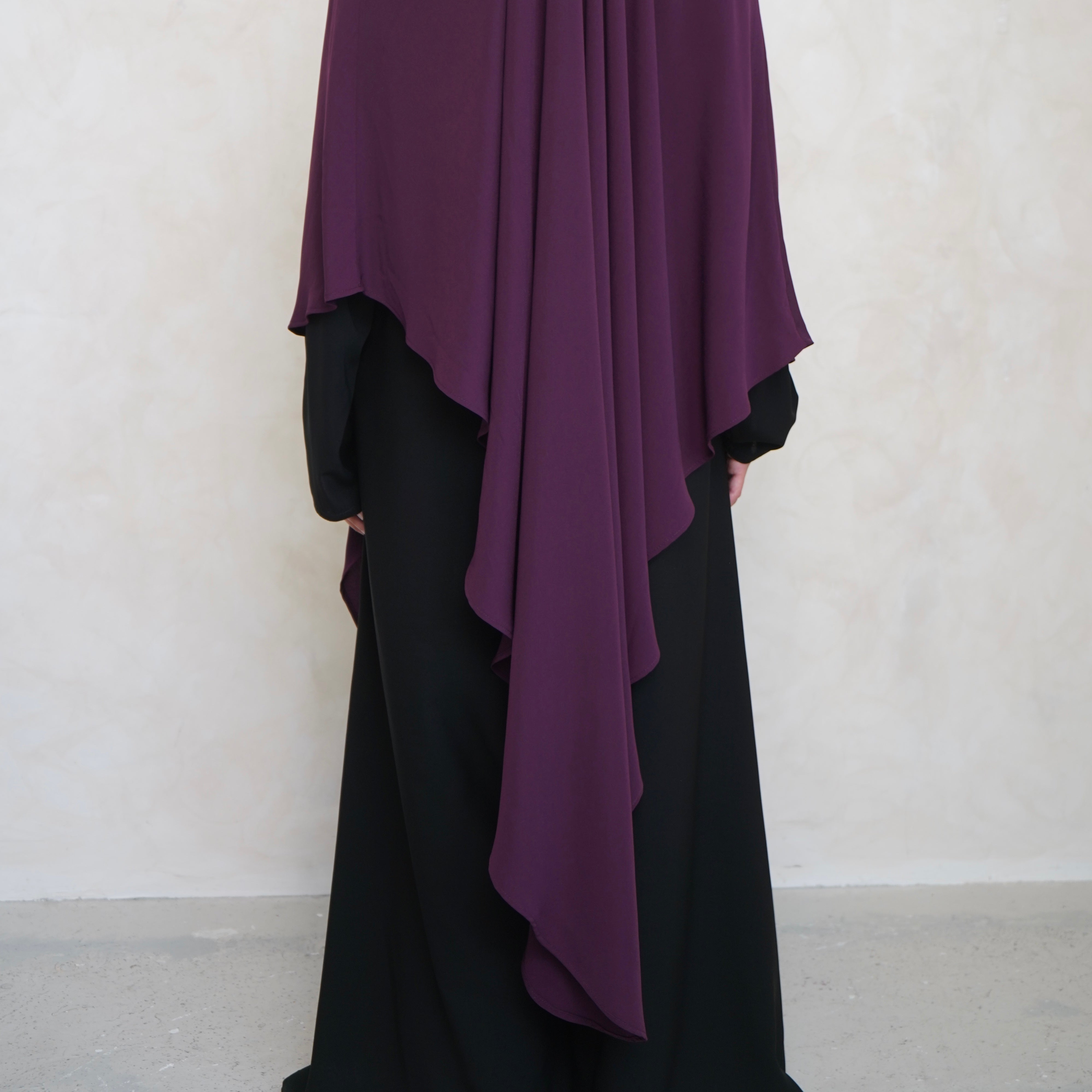 Extra Long Burgundy Khimar with Niqab Ties