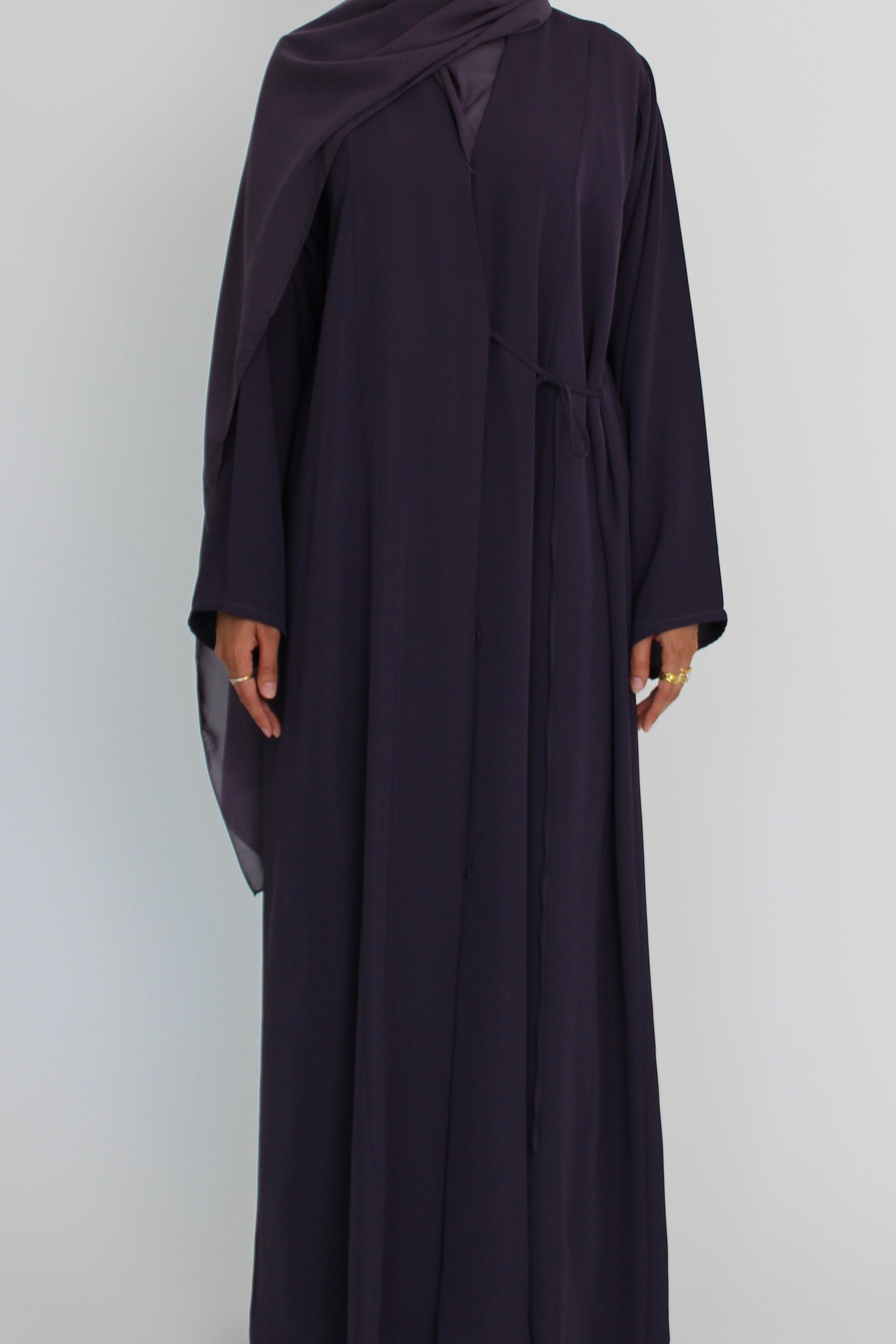 Sweet grape Abaya with Matching Sheila Scarf
