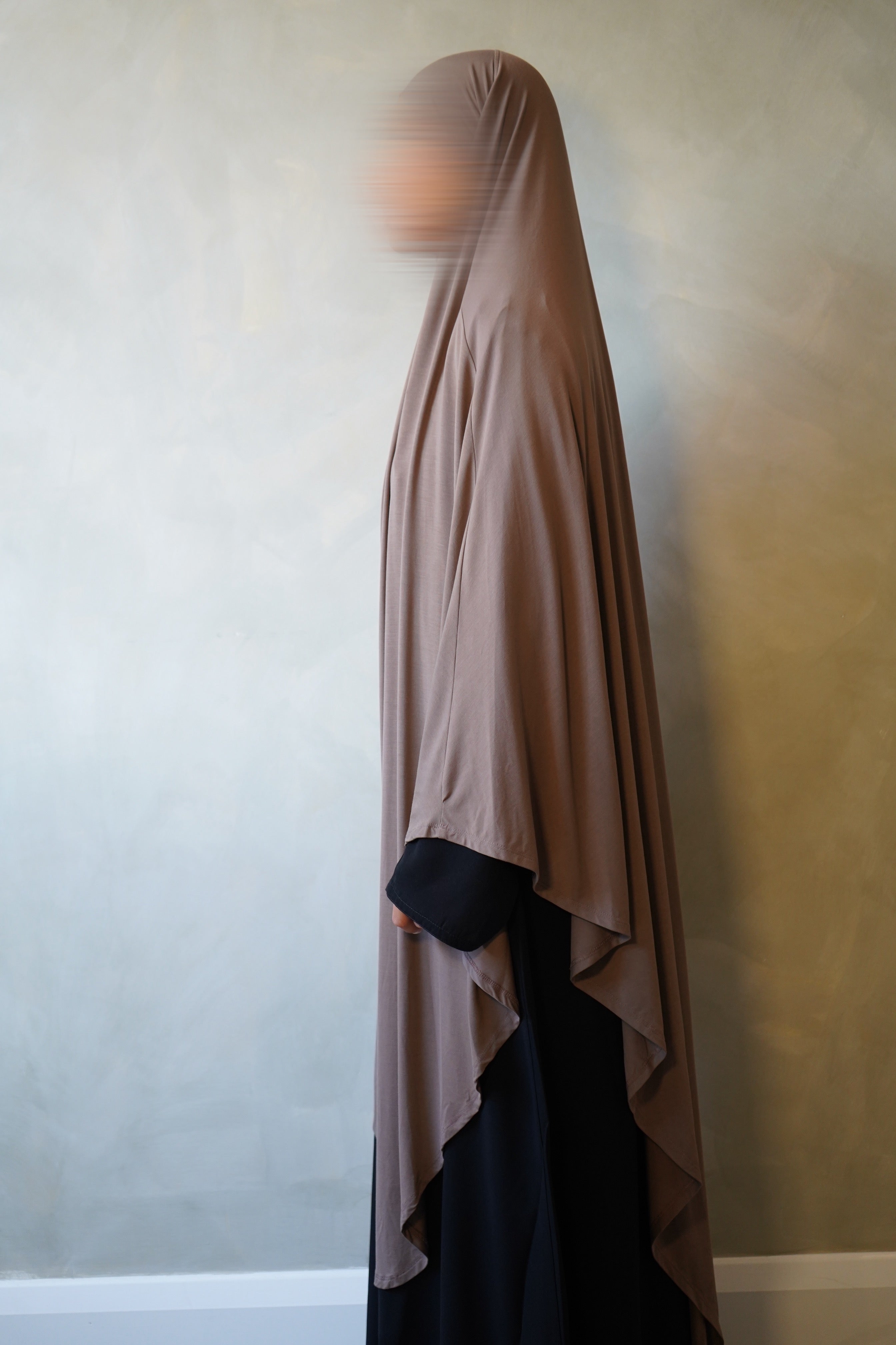 Large Taupe Brown Jersey Khimar