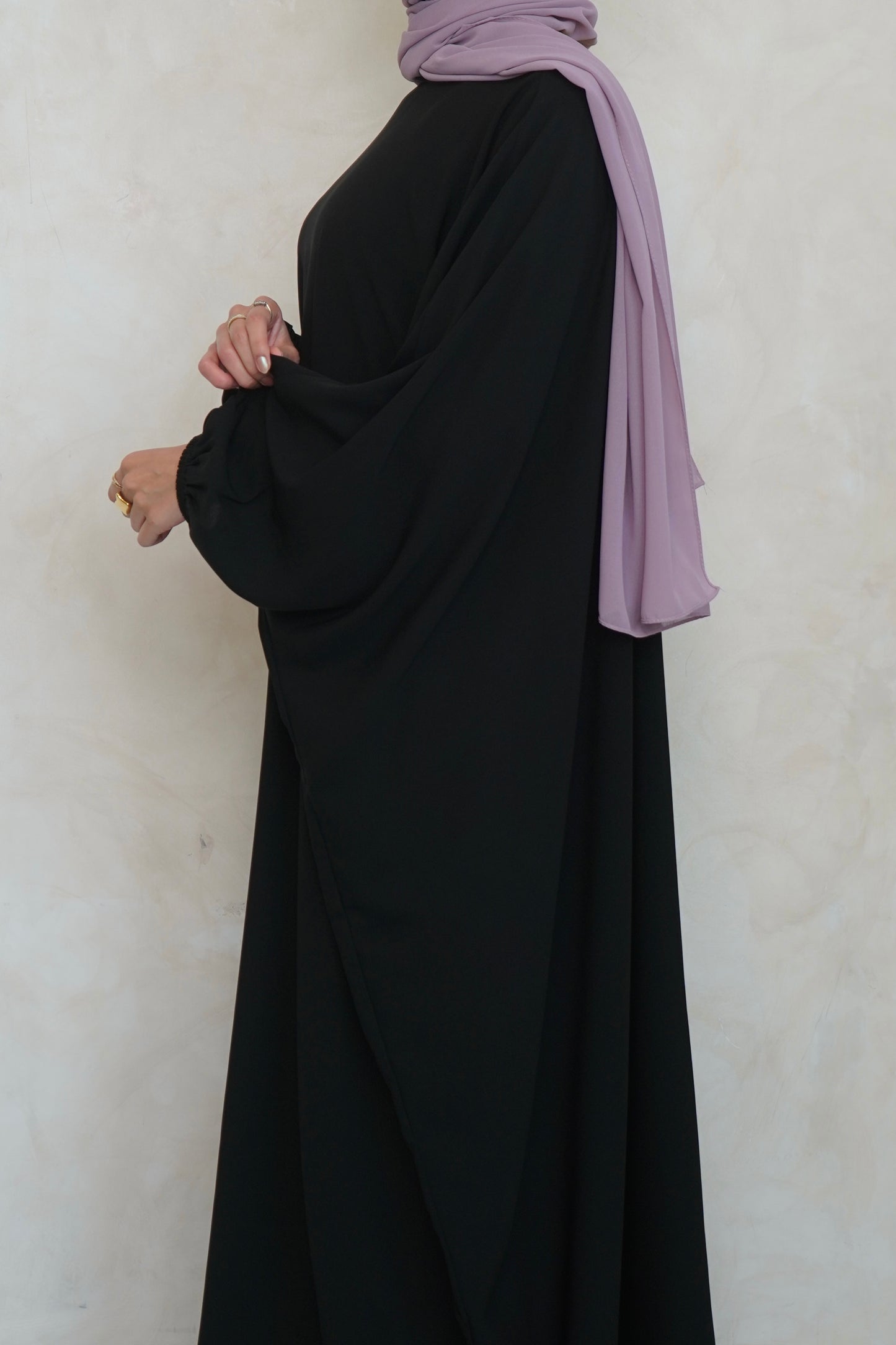 Cuffed Norah Batwing Jilbaya Black