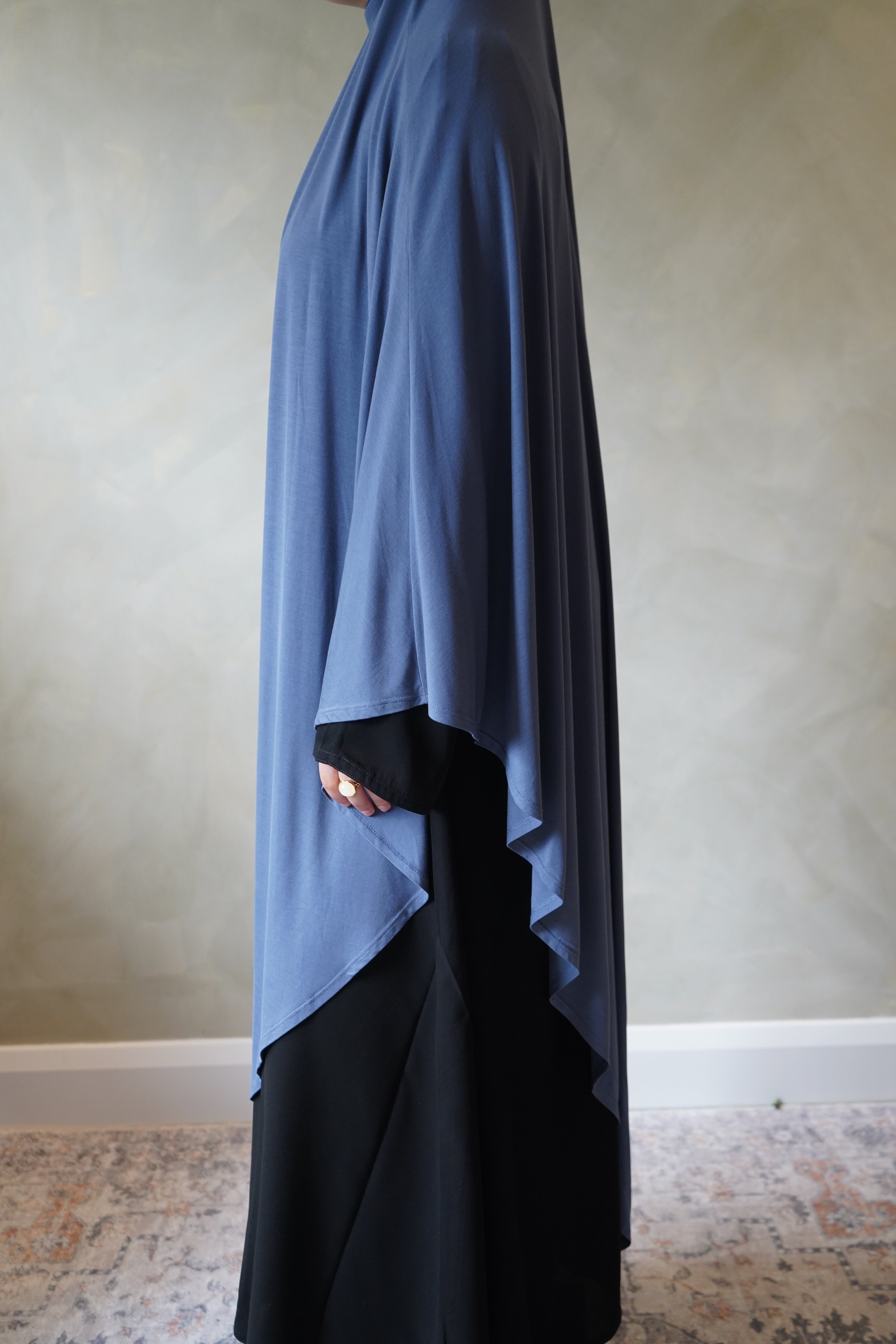 Large Steel Blue Jersey Khimar